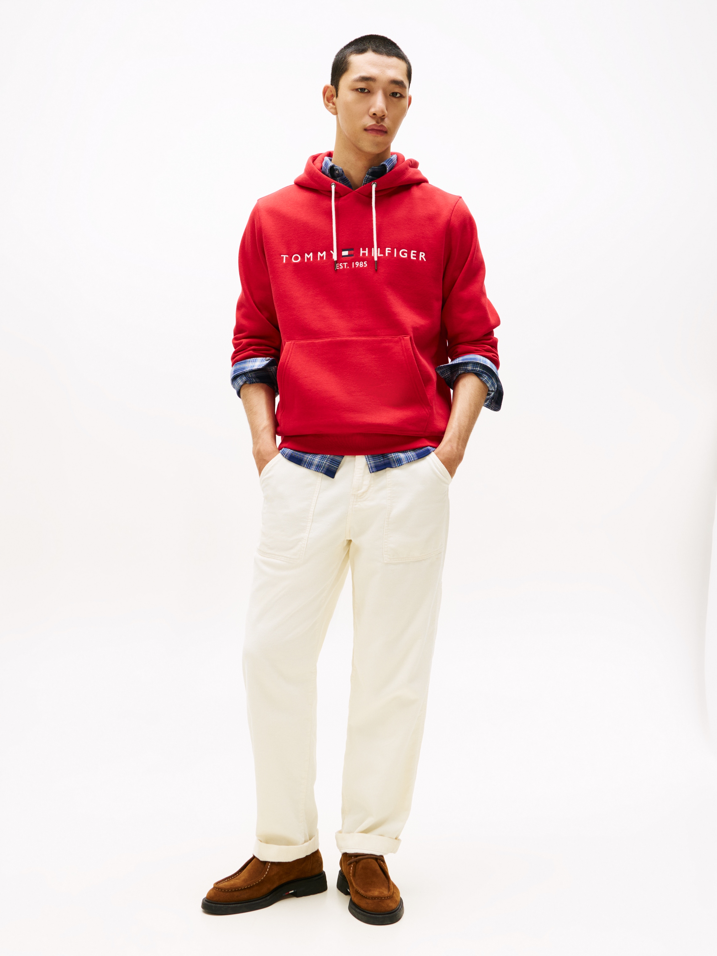 Tommy Hilfiger Kapuzensweatshirt »TOMMY LOGO«, unifarben, casual, regular fit, Baumwollmix, Kapuze
