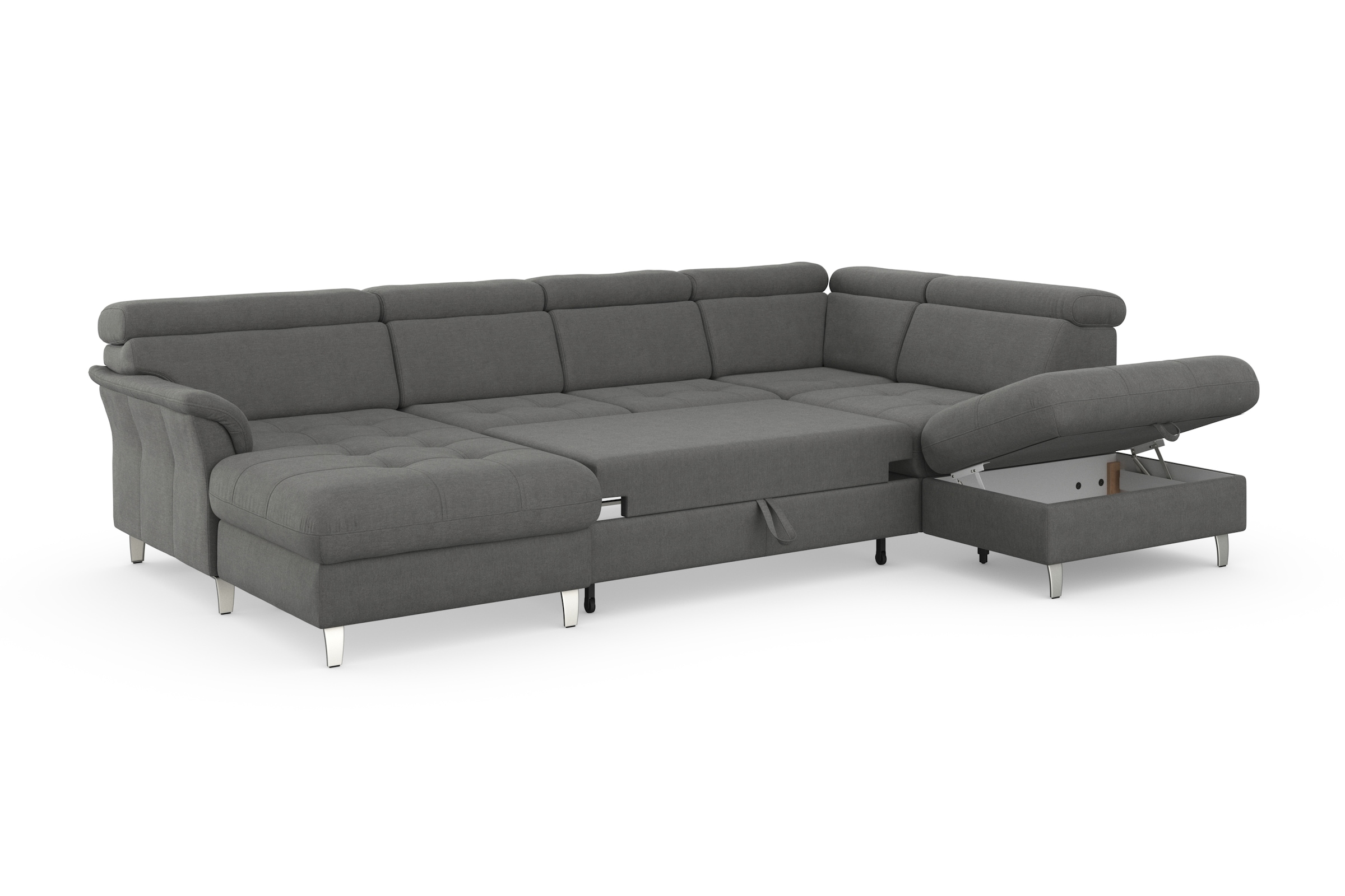 sit&more Wohnlandschaft »Marano U-Form«, inklusive Kopfteilverstellung, wahlweise mit Bettfunktion, Bettkasten