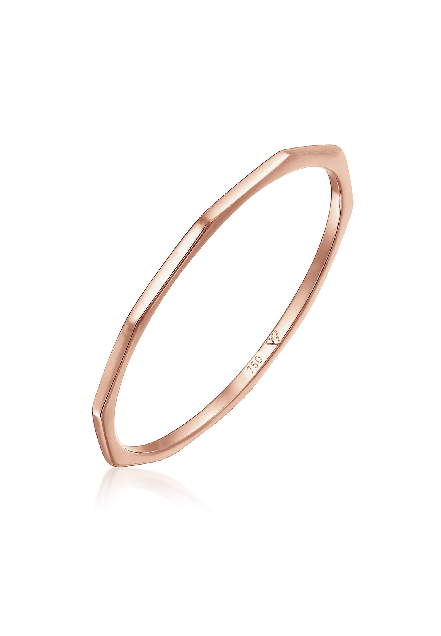 Elli Premium Fingerring »Ring Kantiges Design 750 Rosegold«