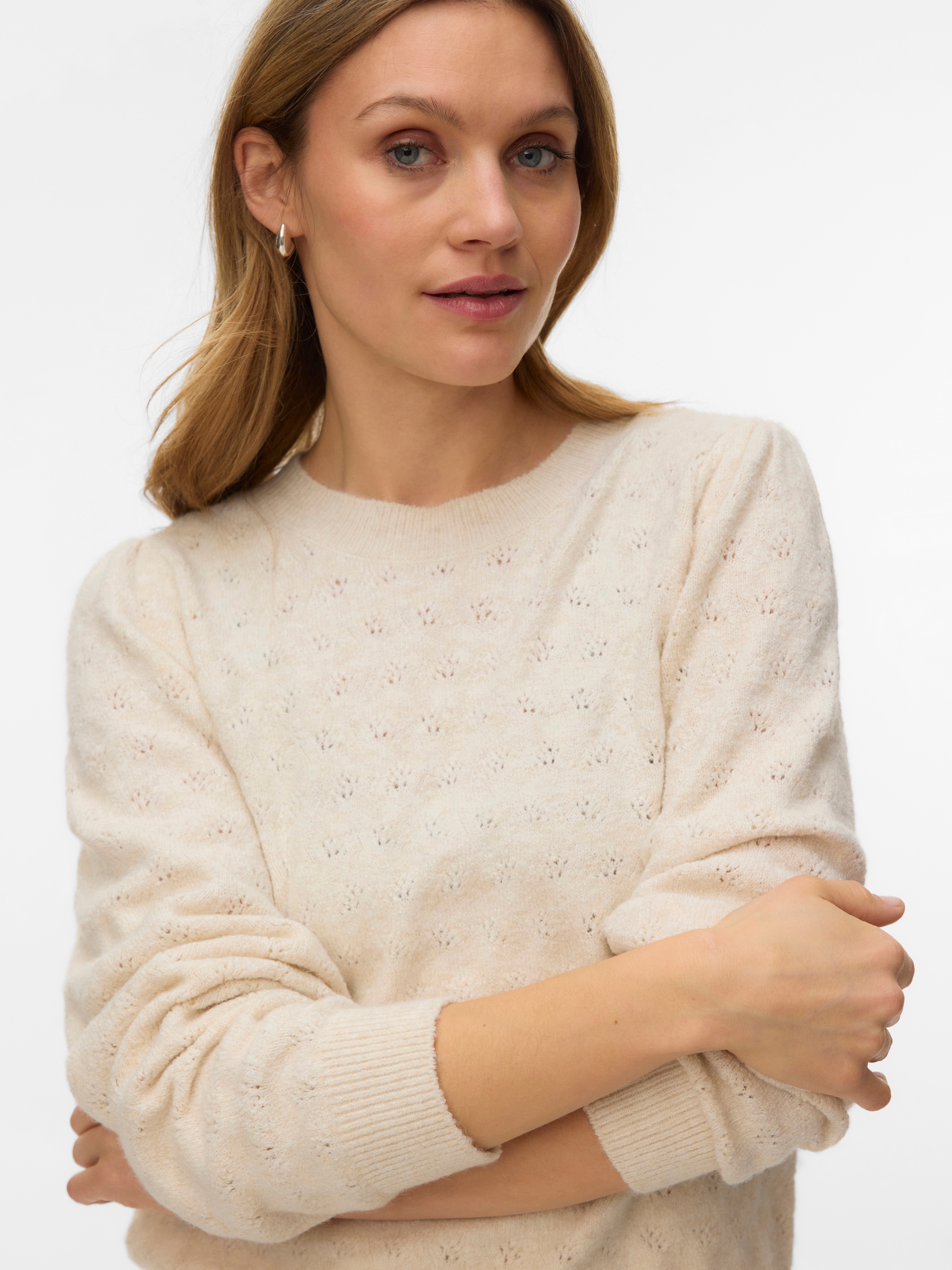 Vero Moda Strickpullover »VMDOFFY STITCH LS O-NECK PULLOVER NOOS« Materialmix, regular fit