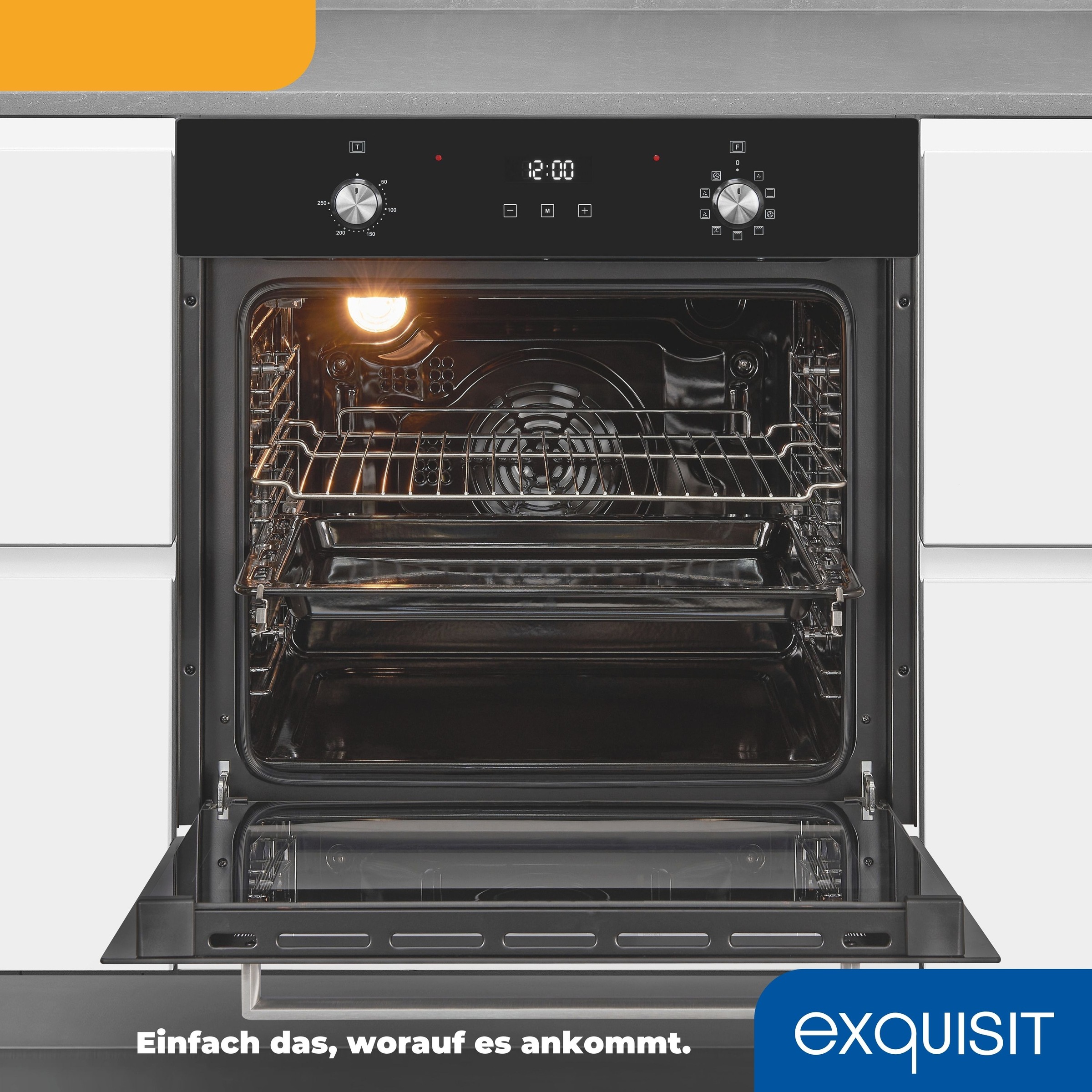 exquisit Backofen  »EBE76-9-H-020 schwarz«, mit 1-fach-Teleskopauszug