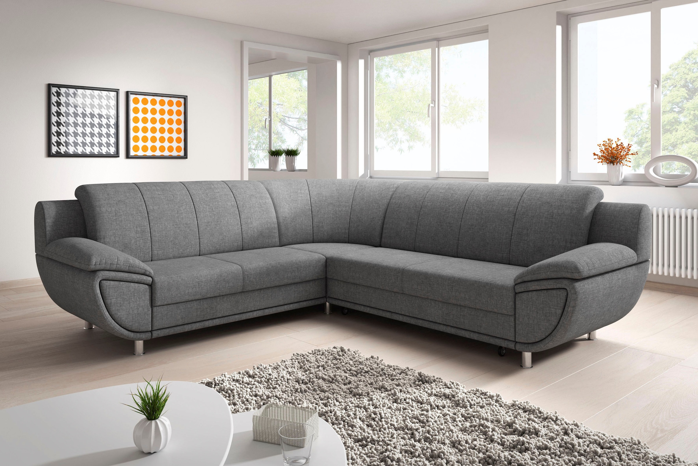 TRENDMANUFAKTUR Ecksofa »Rondo II, L-Form«, wahlweise mit Federkern, wahlweise mit Bettfunktion