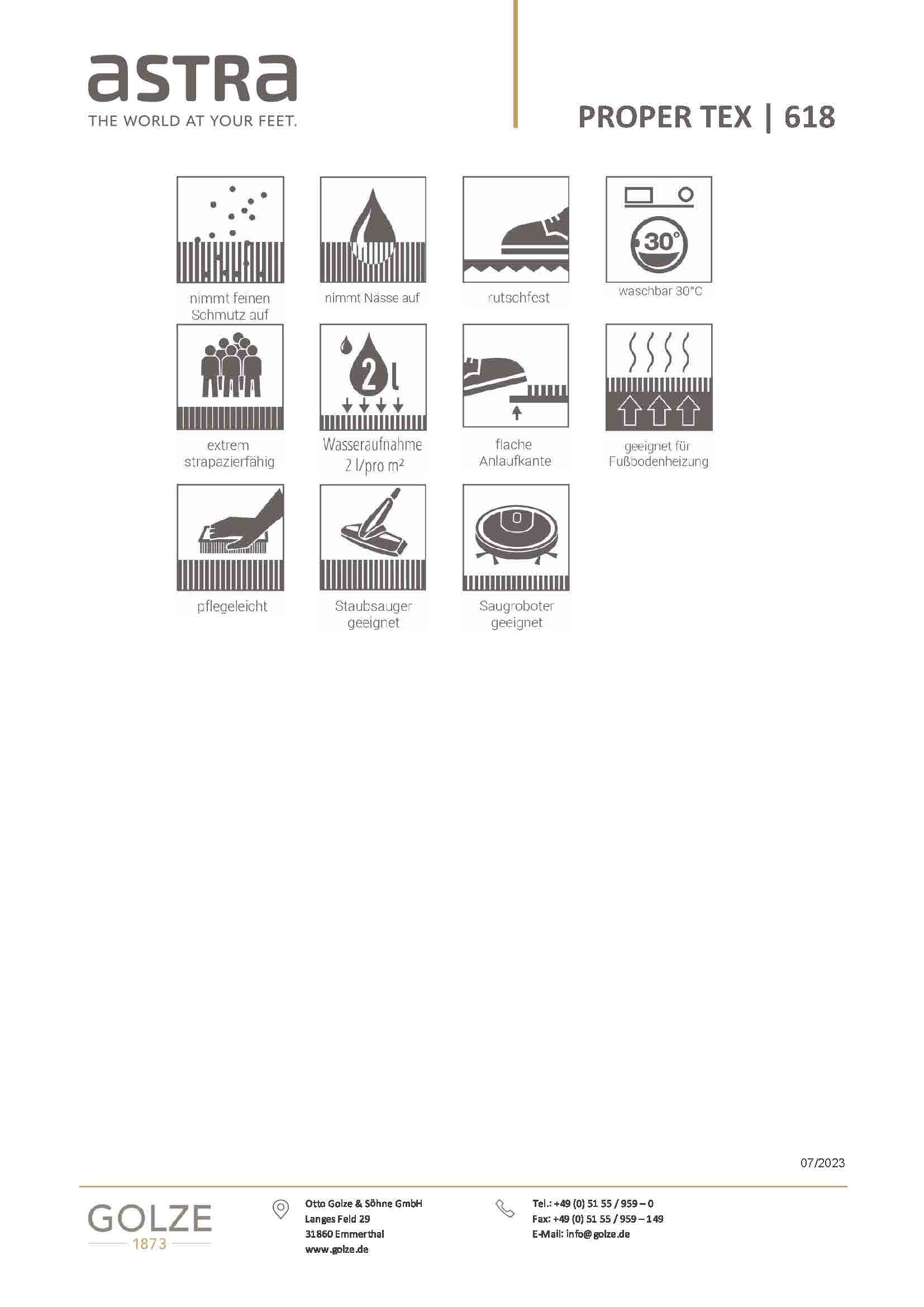 ASTRA Fußmatte »Proper Tex 618« rechteckig 9 mm Höhe Schmutzfangmatte, auch als Läufer, waschbar, In -und Outdoor geeignet