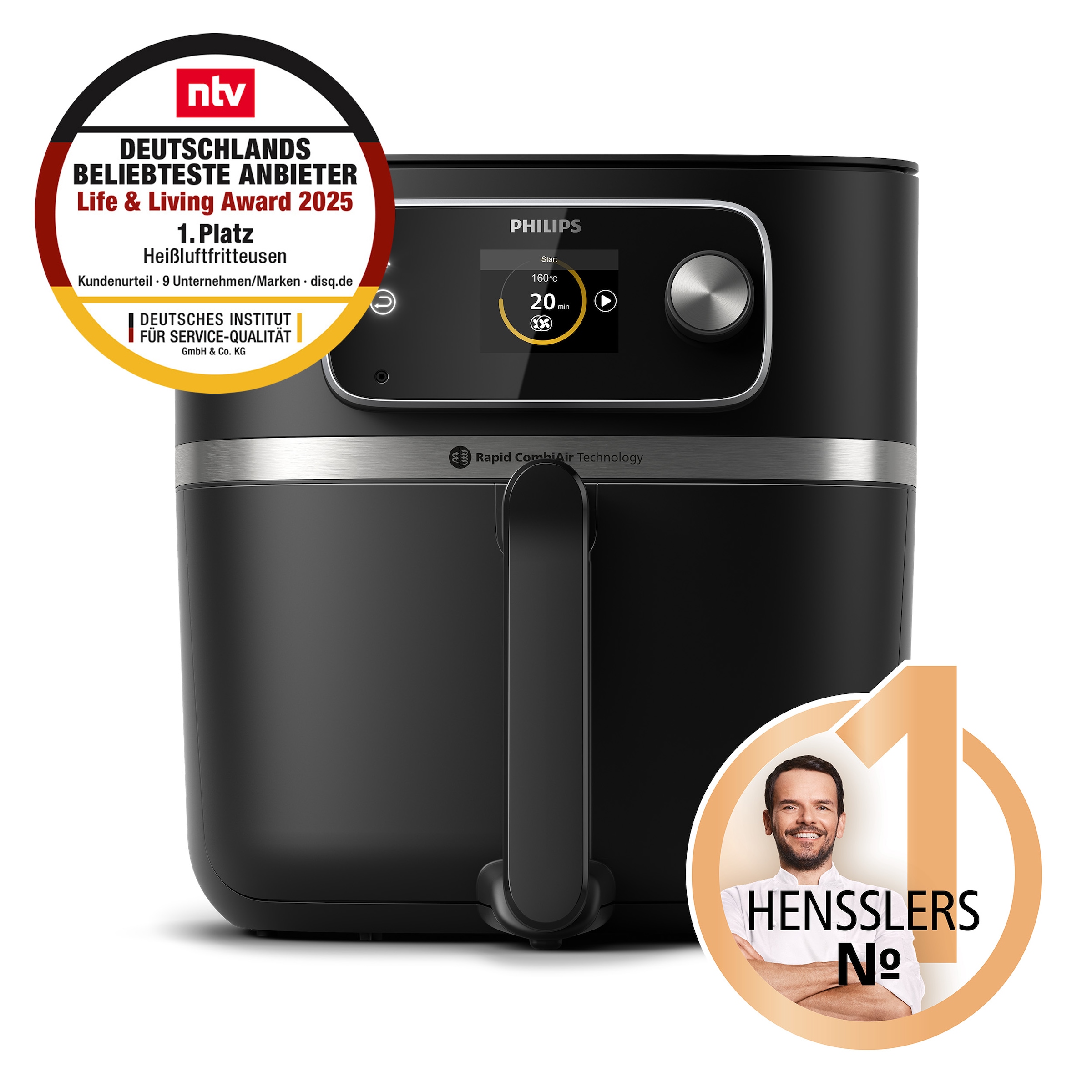 Philips Heißluftfritteuse »HD9880/90 Airfryer XXL, 8,3 l«, 2000 W, mit WiFi Konnektivität, 50 AutoCook Programmen und Warmhaltefunktion