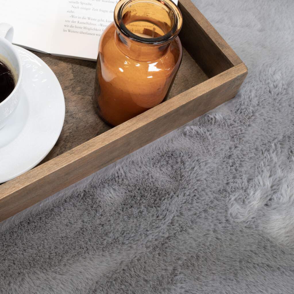 Carpet City Hochflor-Teppich »TOPIA 400« rechteckig 21 mm Höhe Kunstfell-Teppich mit Kaninchenfell-Optik, Haptik, Schlafzimmer