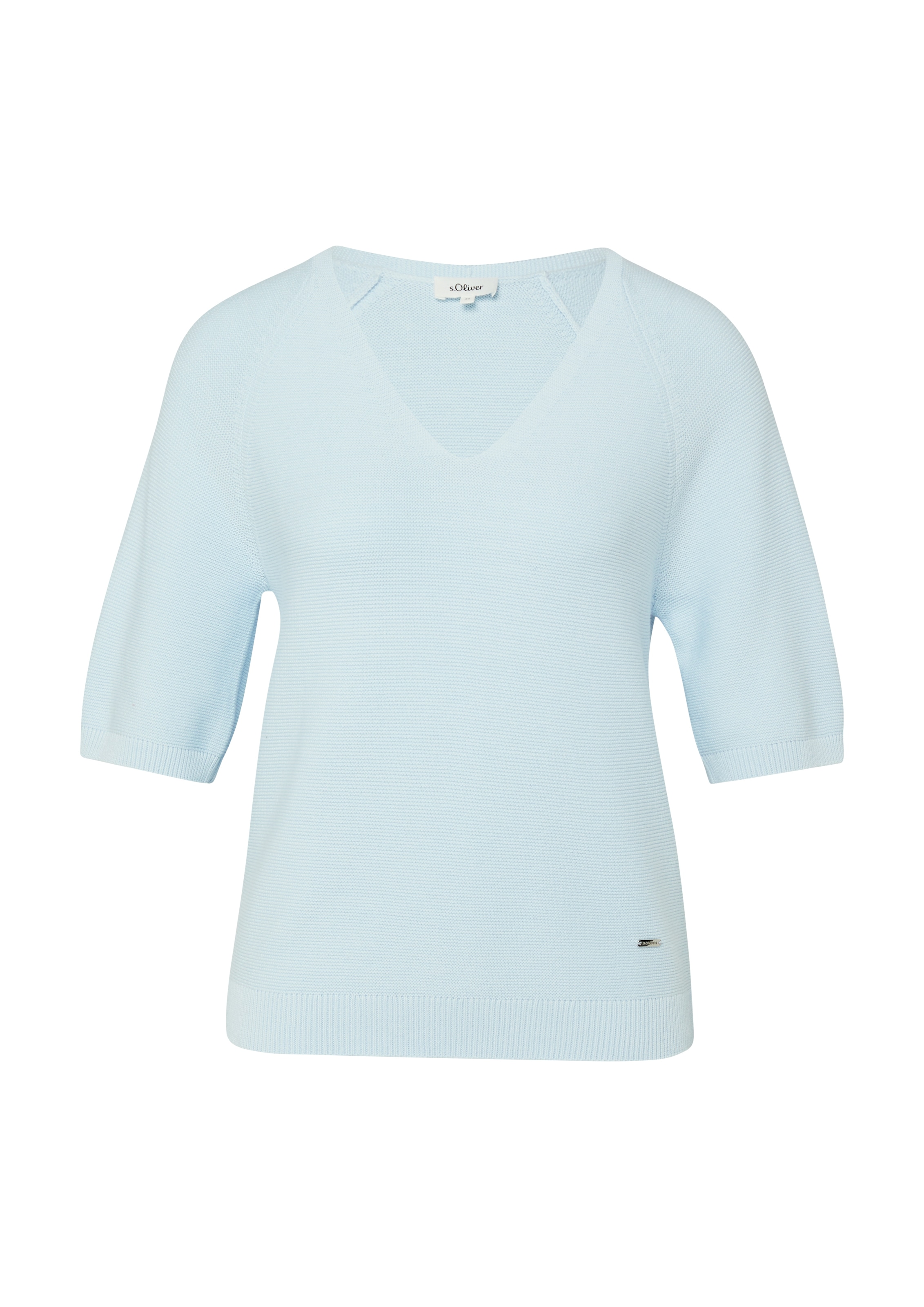 s.Oliver Strickpullover Kurzarm-Strickpullover mit V-Ausschnitt