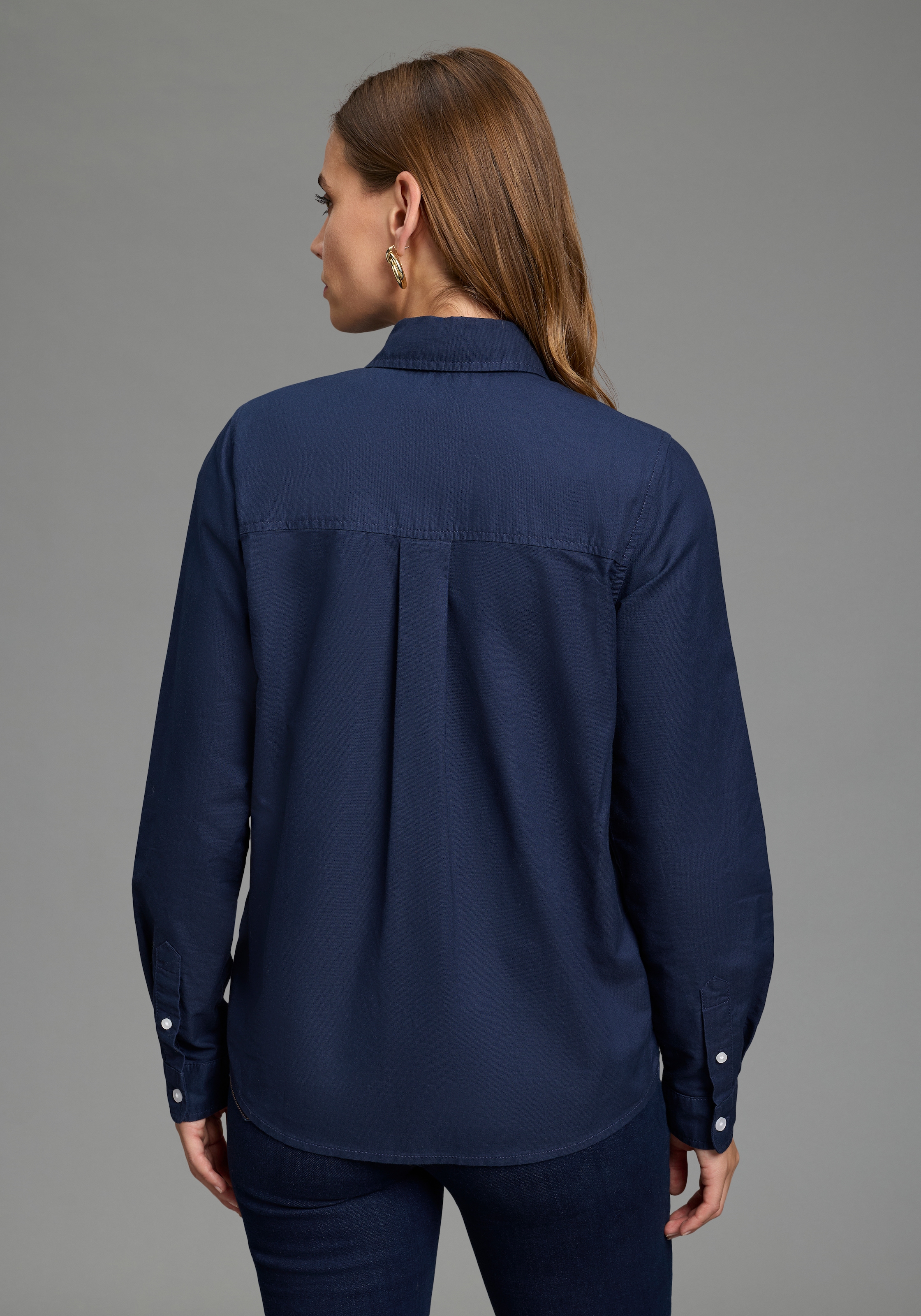 Laura Scott Klassische Bluse Basic-Stil, aus Baumwolle, unifarben, mit Knöpfen, mit Markenlabel