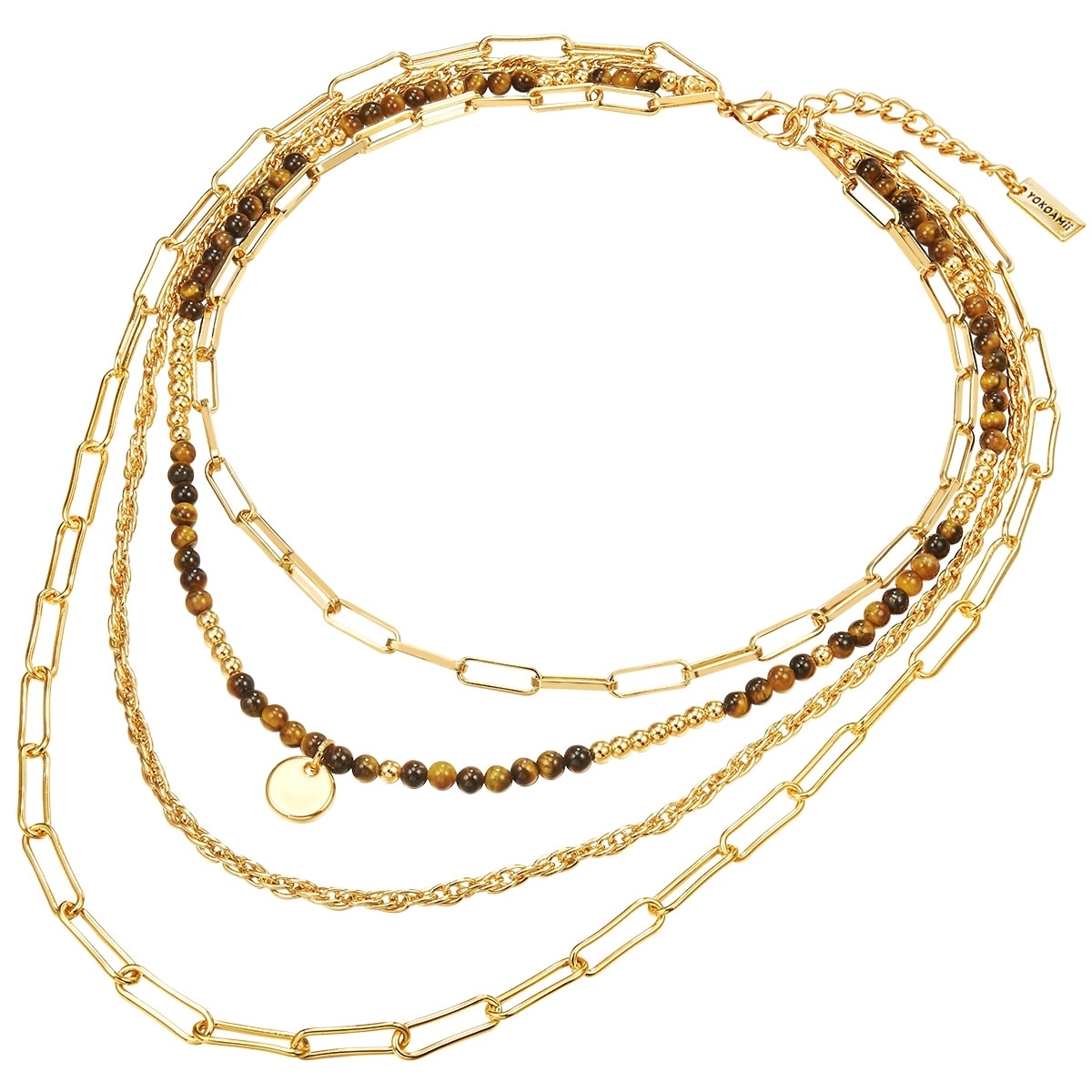 Yokoamii Gliederkette »Y38« Kette gelbgold braun