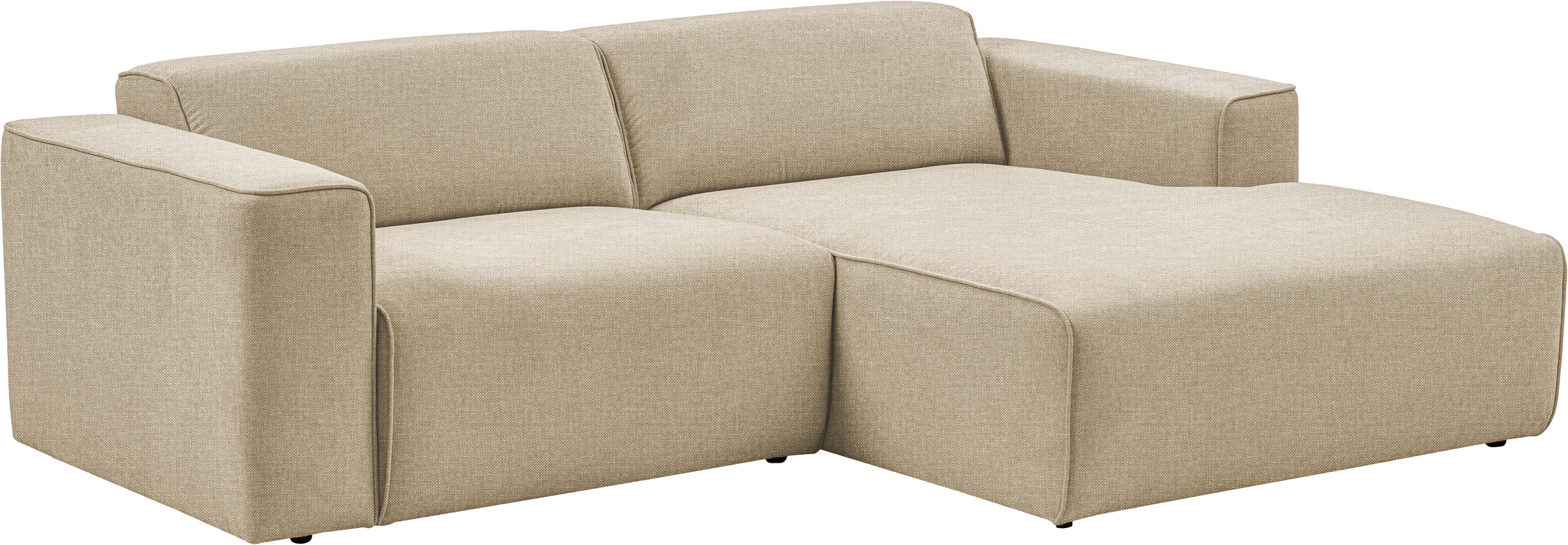 andas Ecksofa »Noord mit Kedernaht, Breite 234 cm«, Cord, Struktur, Webstoff, mit Wellenunterfederung, Massivholzrahmen