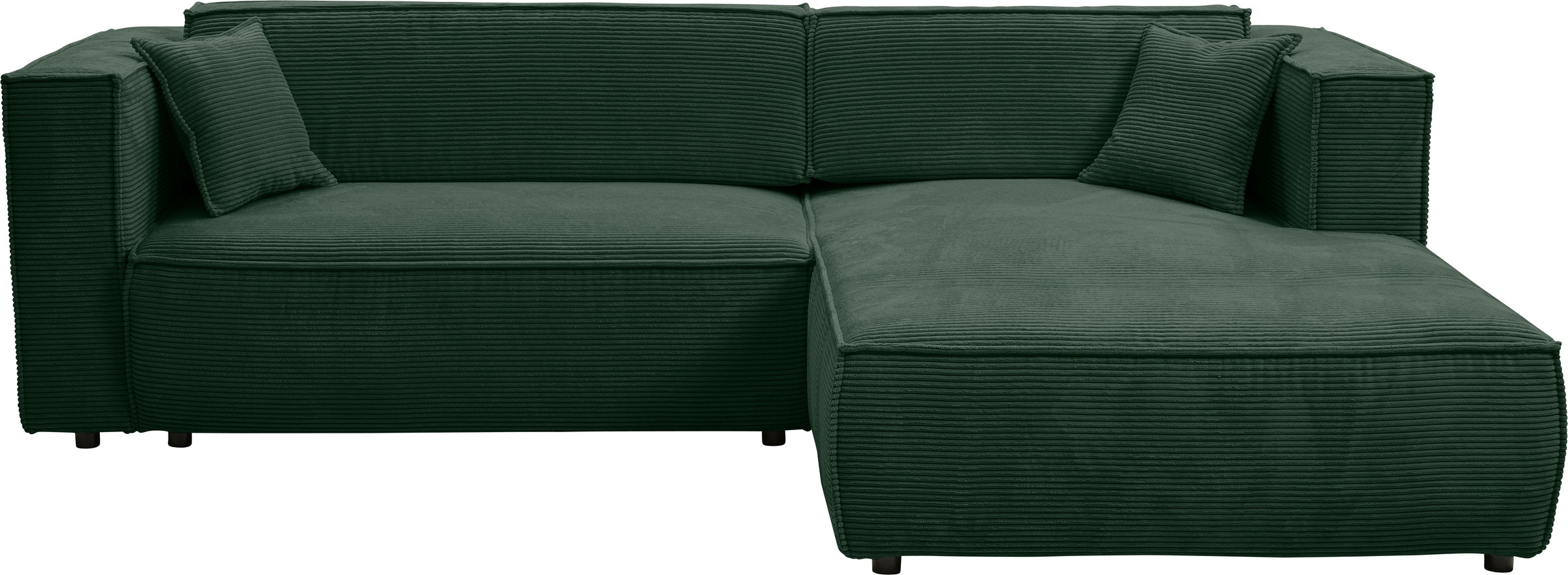 WERK2 Ecksofa »Atlanta-New, modernes Design, Stellmaße 280x147cm, L-Form, Kedernaht«, hoher Komfort, Schlaffunktion & Bettkasten, Cord, Moosgrün