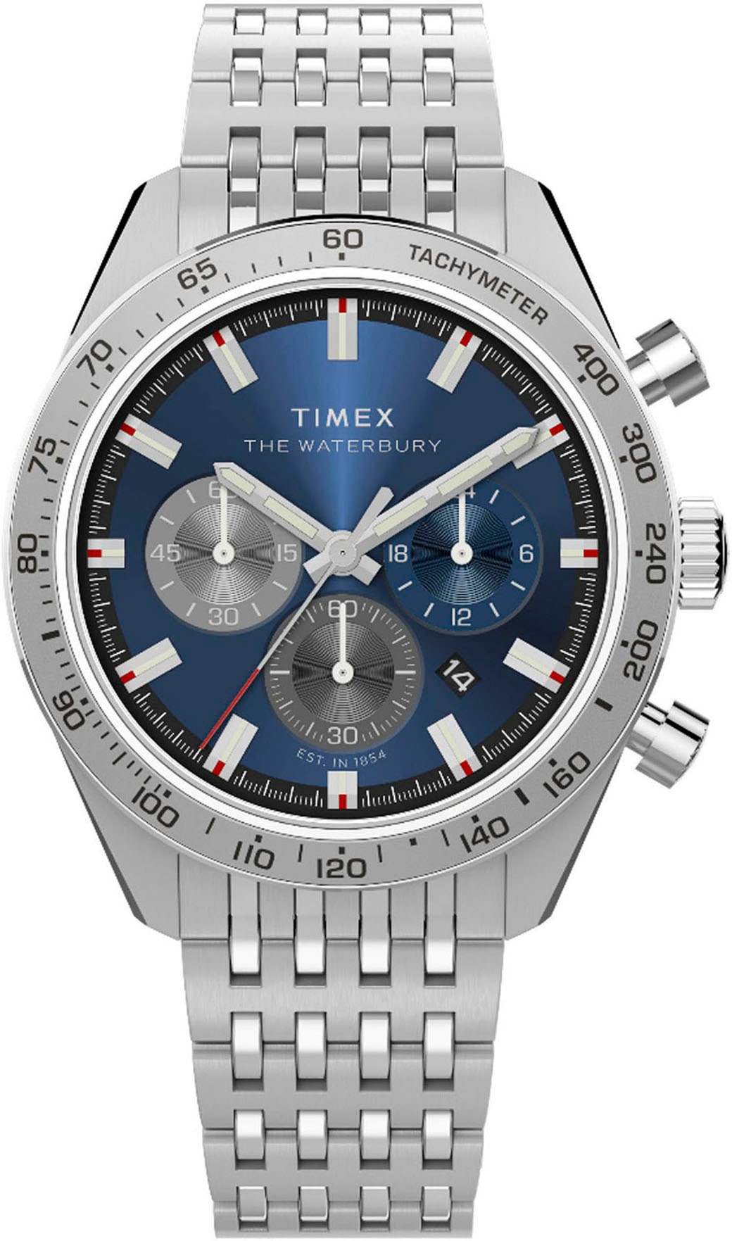 Timex Chronograph »WATERBURY TRADITIONAL« Quarzuhr, Armbanduhr, Herrenuhr,Edelstahlarmband,Stoppfunktion,Tag