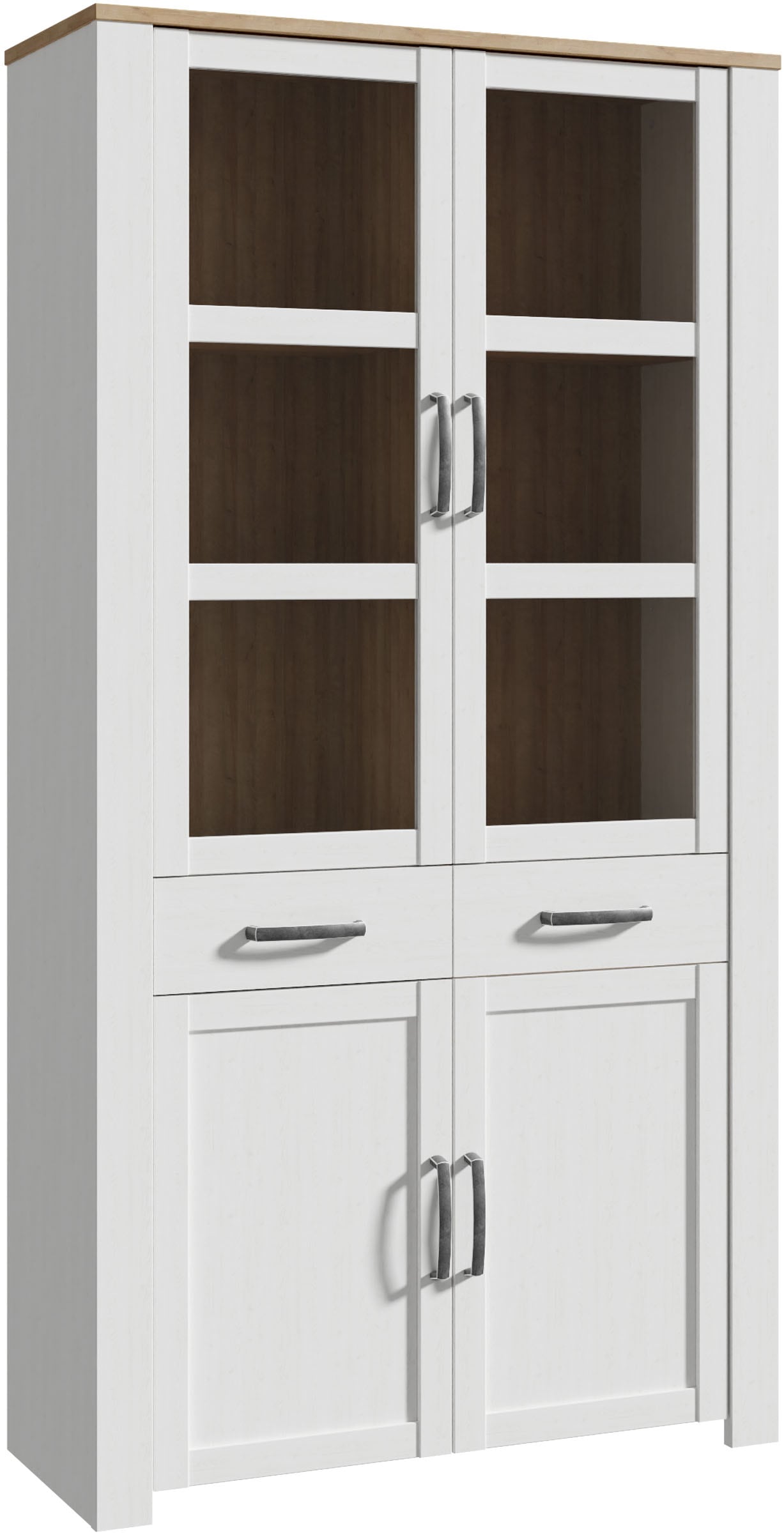 FORTE Highboard »Bohol, Vitrine mit Glastüre, viel Stauraum« B/H/T 106,4/205,4/42 cm Beleuchtung optional bestellbar