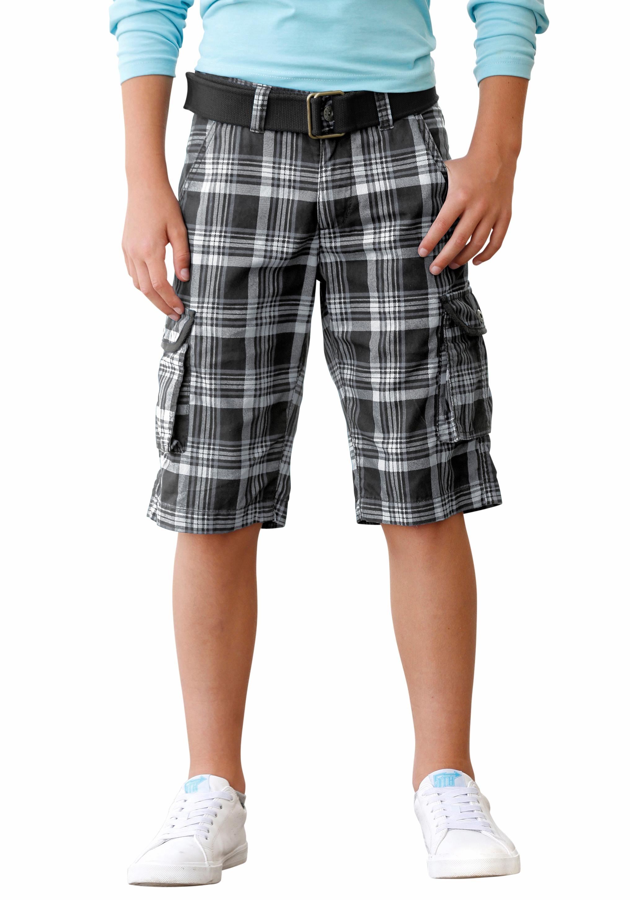 Arizona Bermudas, (Set, 2 tlg.), in coolem Karo mit Textilgürtel