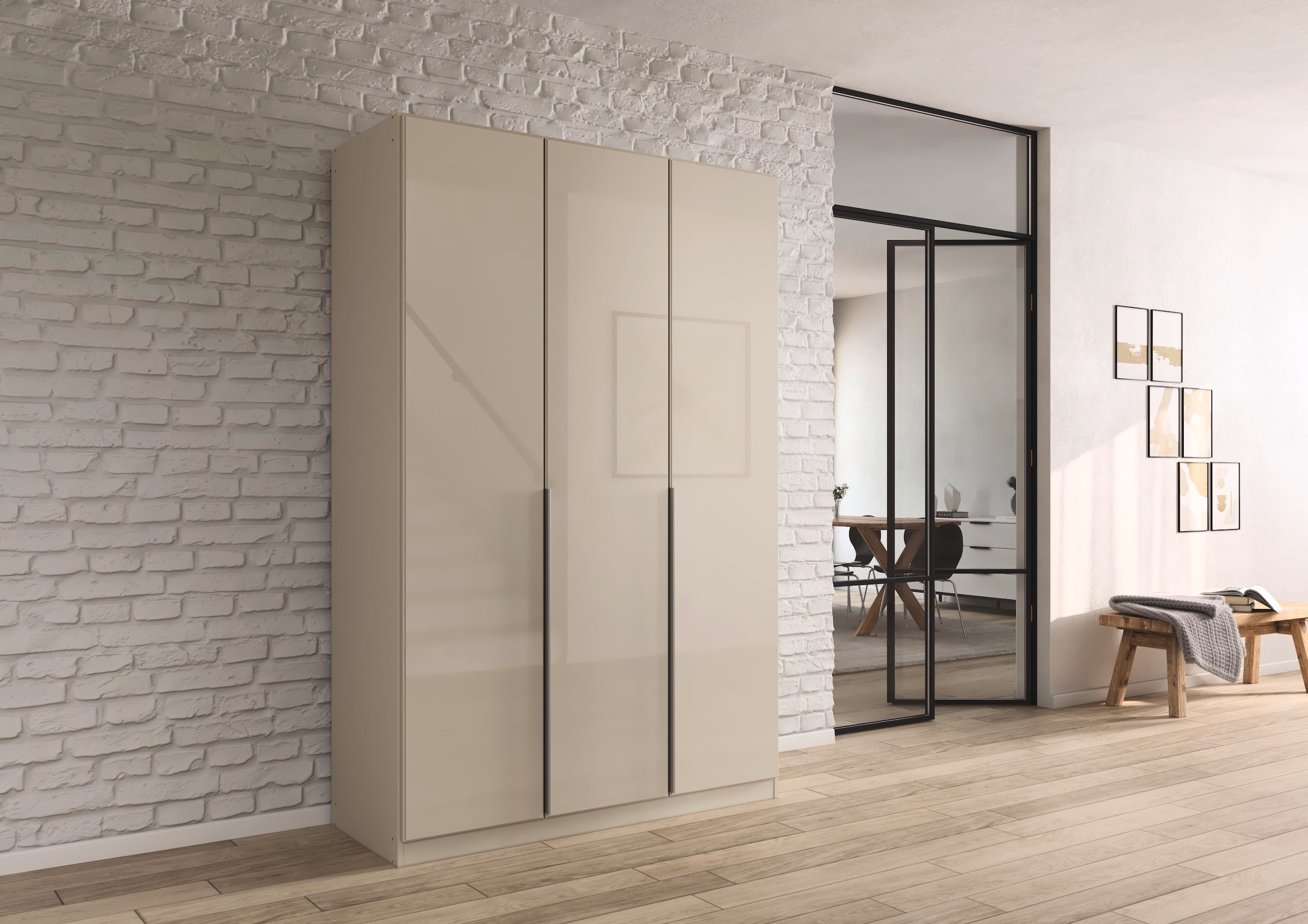 OTTO home Drehtürenschrank »Kleiderschrank Kleiderschränke Schrank Garderobe AGORDO mit Glasfront« in zwei Griff-Farben, Breiten 91-405 cm,  durchdachte Innenausstattung, in 8 Breiten und 2 Höhen MADE IN GERMANY