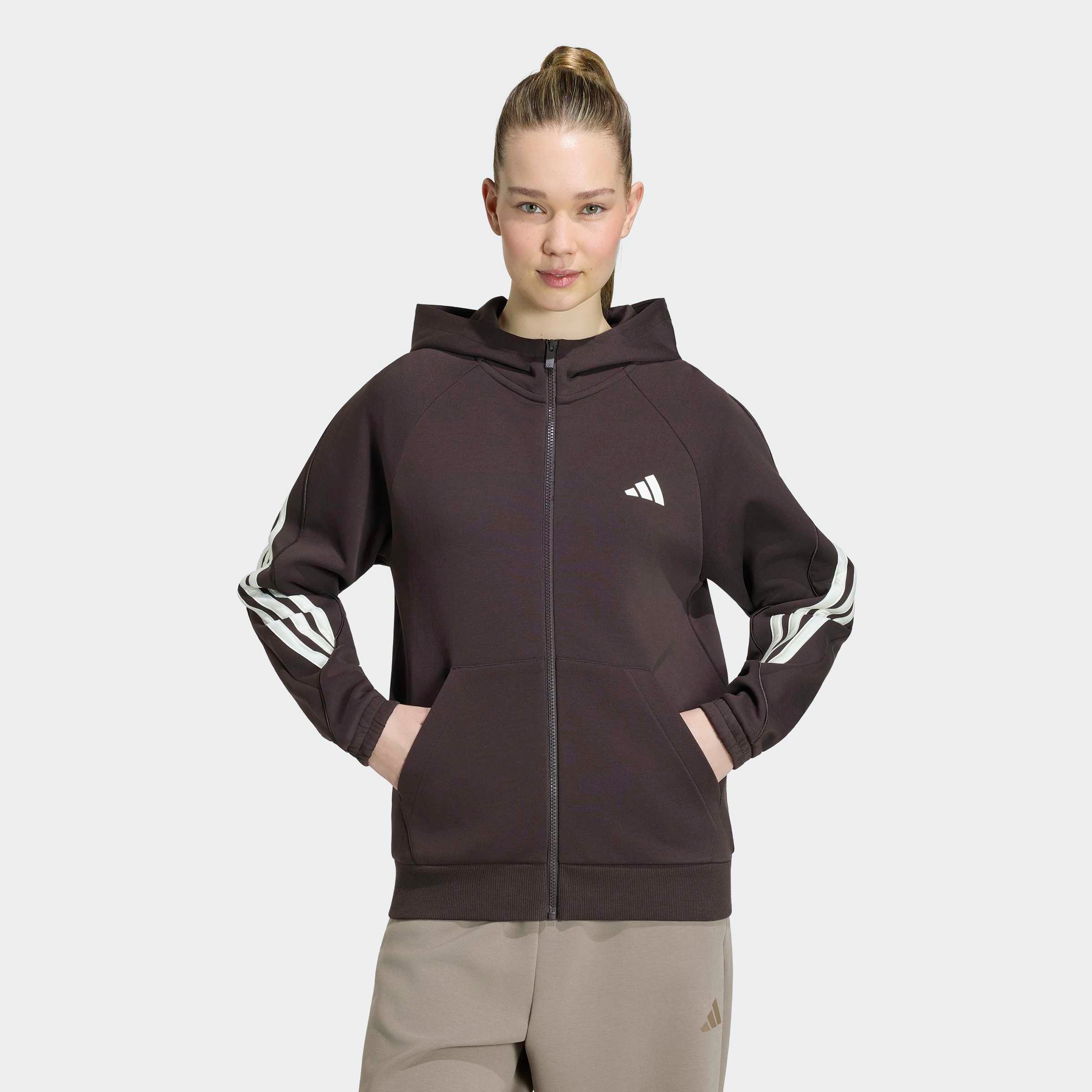 adidas Sportswear Kapuzensweatjacke »STADIUM 3-STREIFEN, DURCHGEHENDER REISSVERSCHLUSS« mit normaler Länge, aus Baumwolle und Polyester