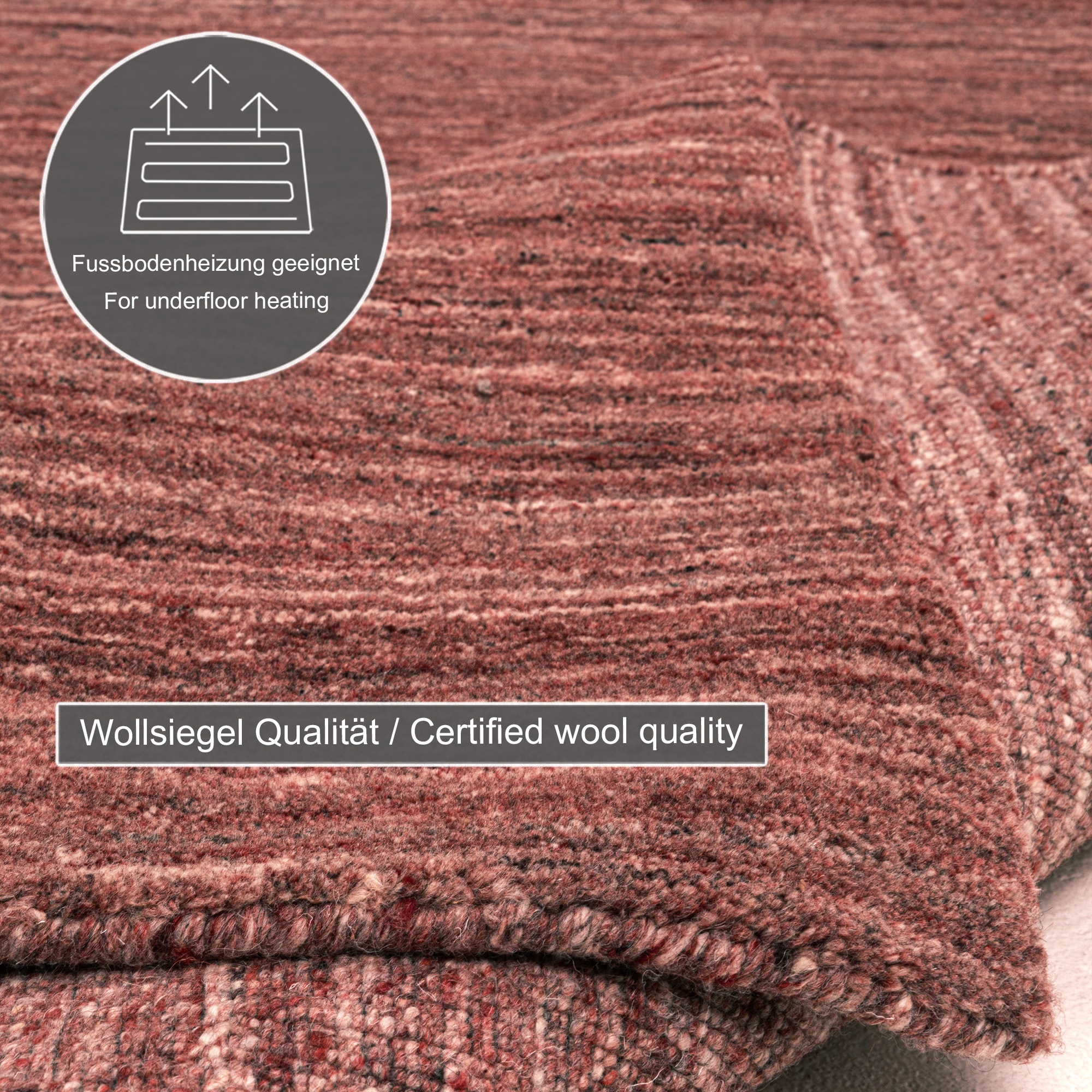 THEKO Wollteppich »Pure UNI«, rechteckig, 14 mm Höhe, Handwebteppich, meliert, reine Wolle, handgewebt