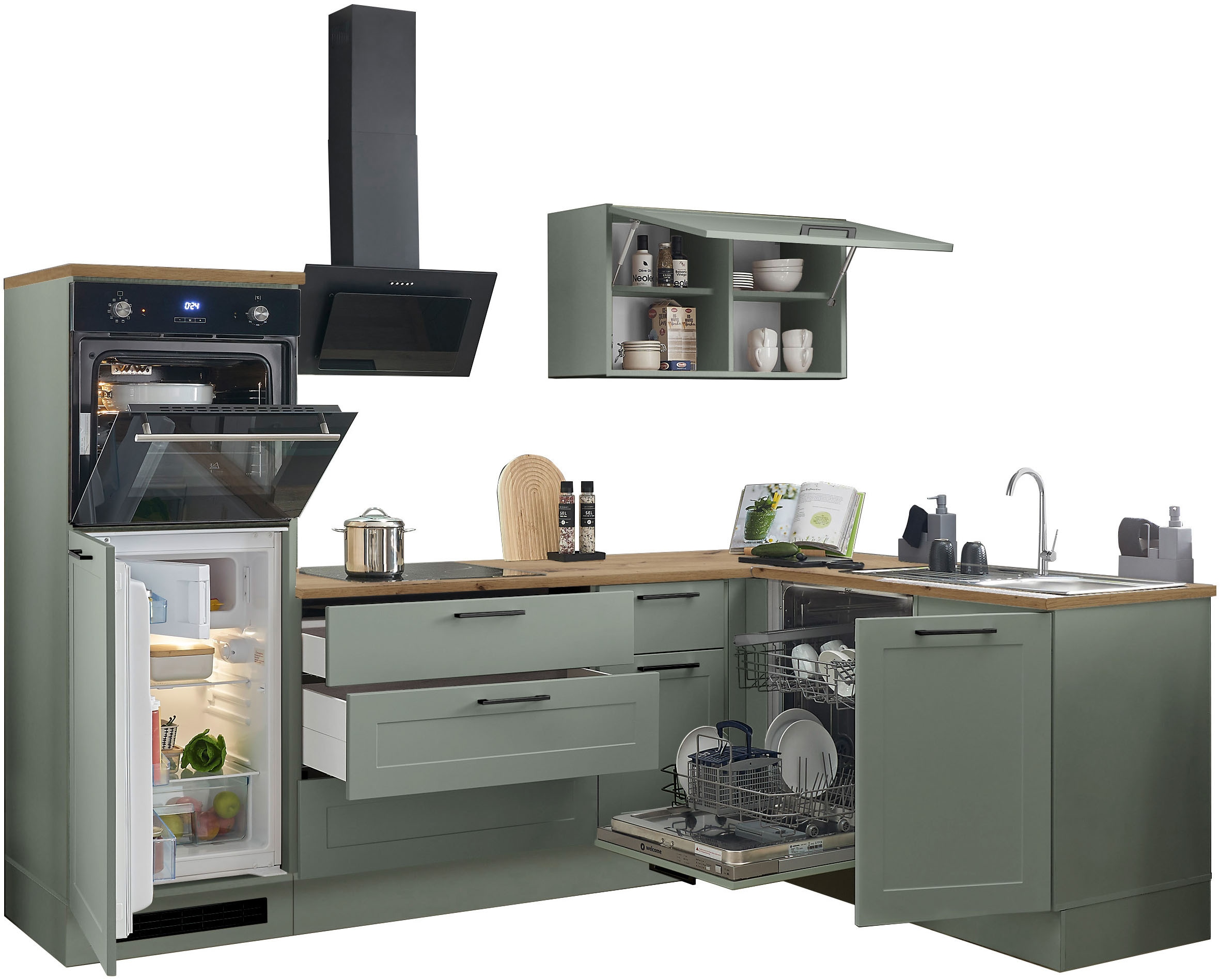 BASIC by Balculina Winkelküche »Marsi« Stellmaße 260x175 cm, wahlweise E-Geräten, mit Soft-Close-Funktion