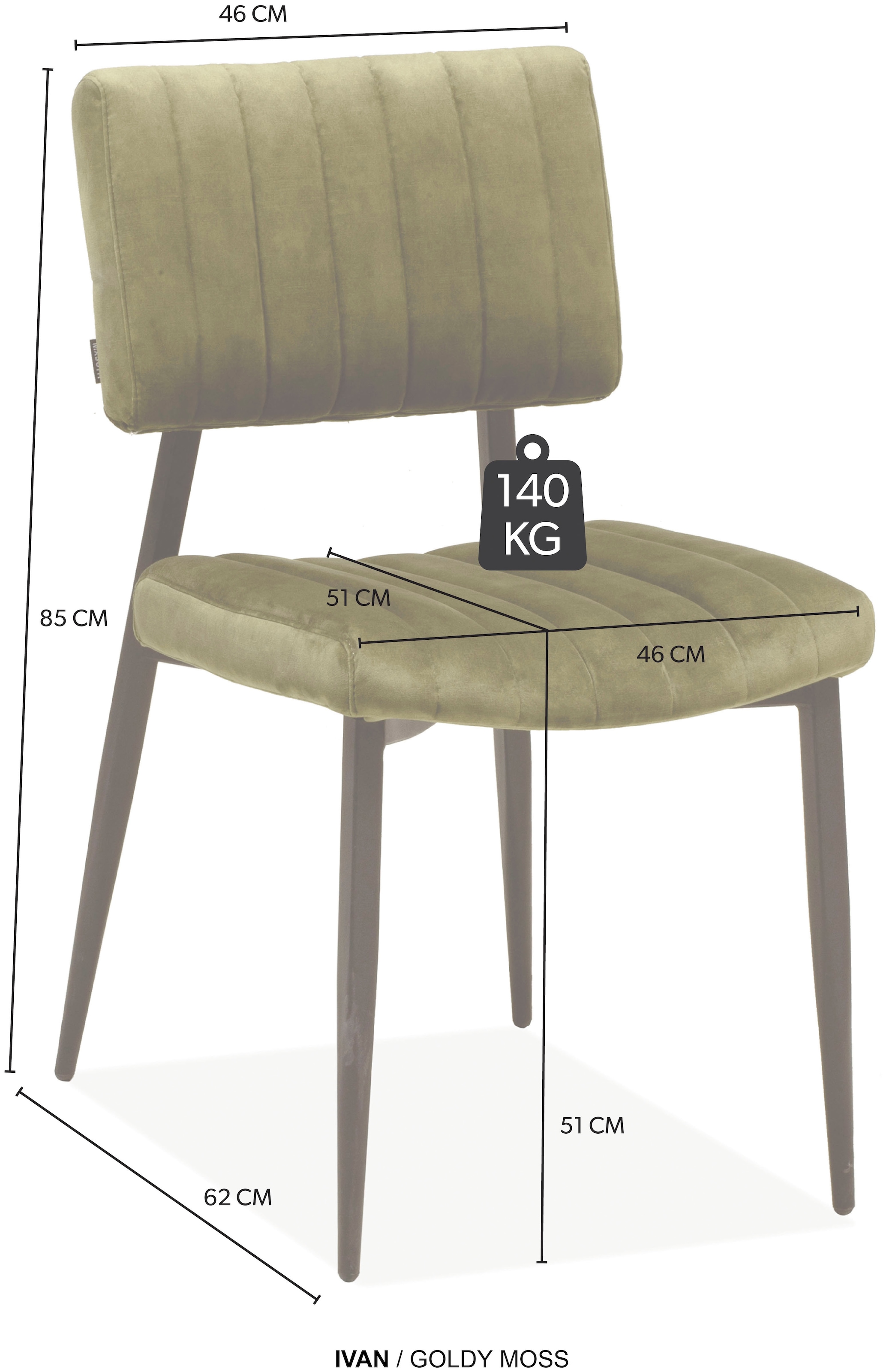 OMG Design Esszimmerstuhl »Ivan«, (Set), 2 St., Stoff, pflegeleichter Samtvelour Bezug, Küchenstuhl