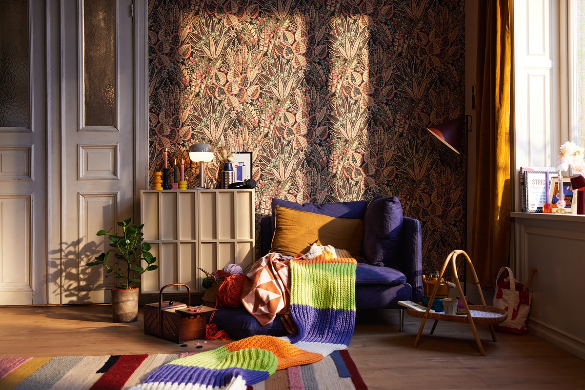 living walls Vliestapete »Stories of Life Tapete Dschungel Blätter Bunt Vliestapete« Motiv | botanisch | floral leicht strukturiert Florale Botanische Mustertapete Wohnzimmer Tapeten Wohnzimmer modern