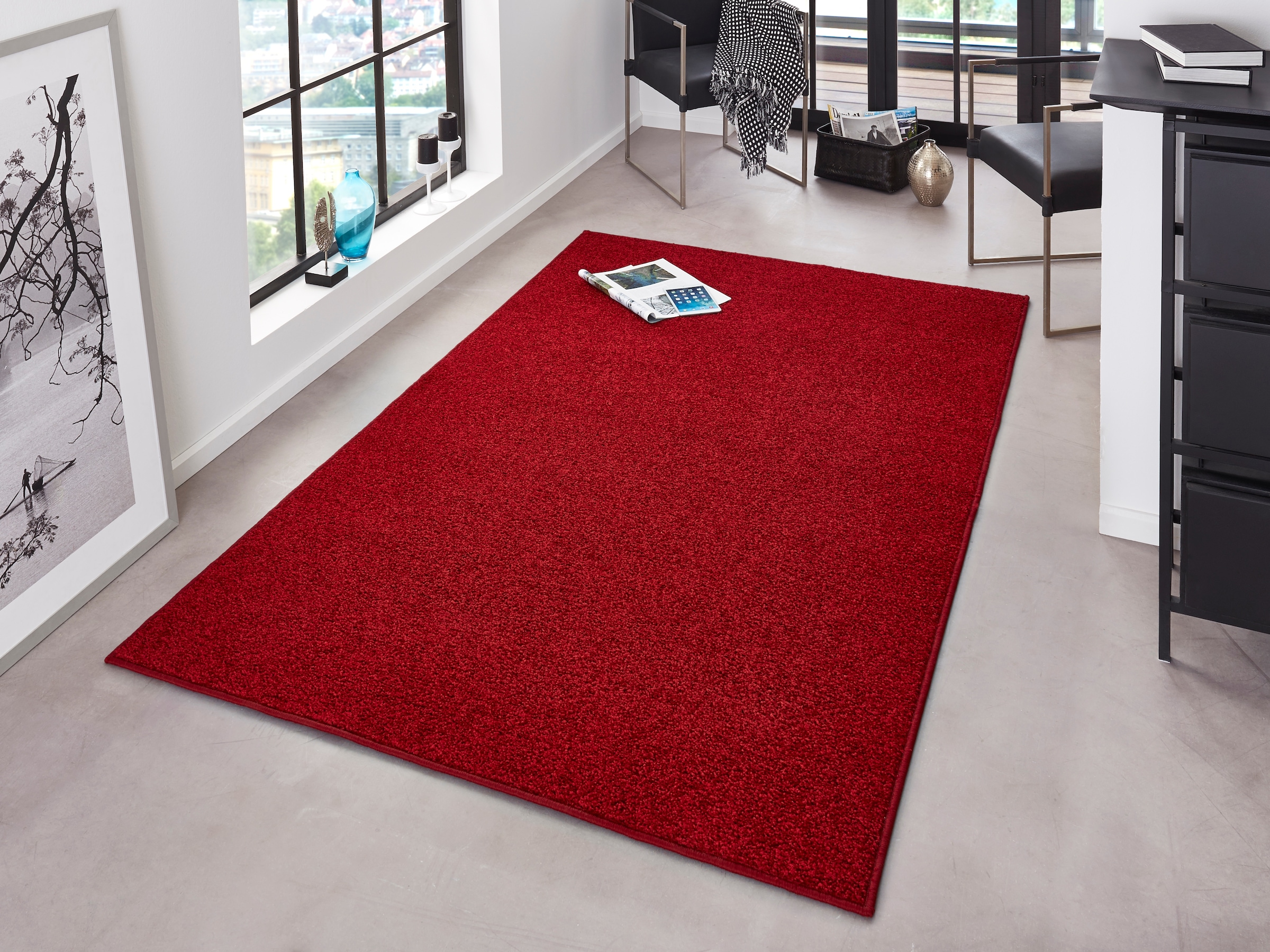 HANSE Home Teppich »Pure 100 Kurzflor«, rechteckig, 13 mm Höhe, Kurzflor, uni, umkettelt, Läufer, Wohnzimmer, Kinderzimmer, Flur