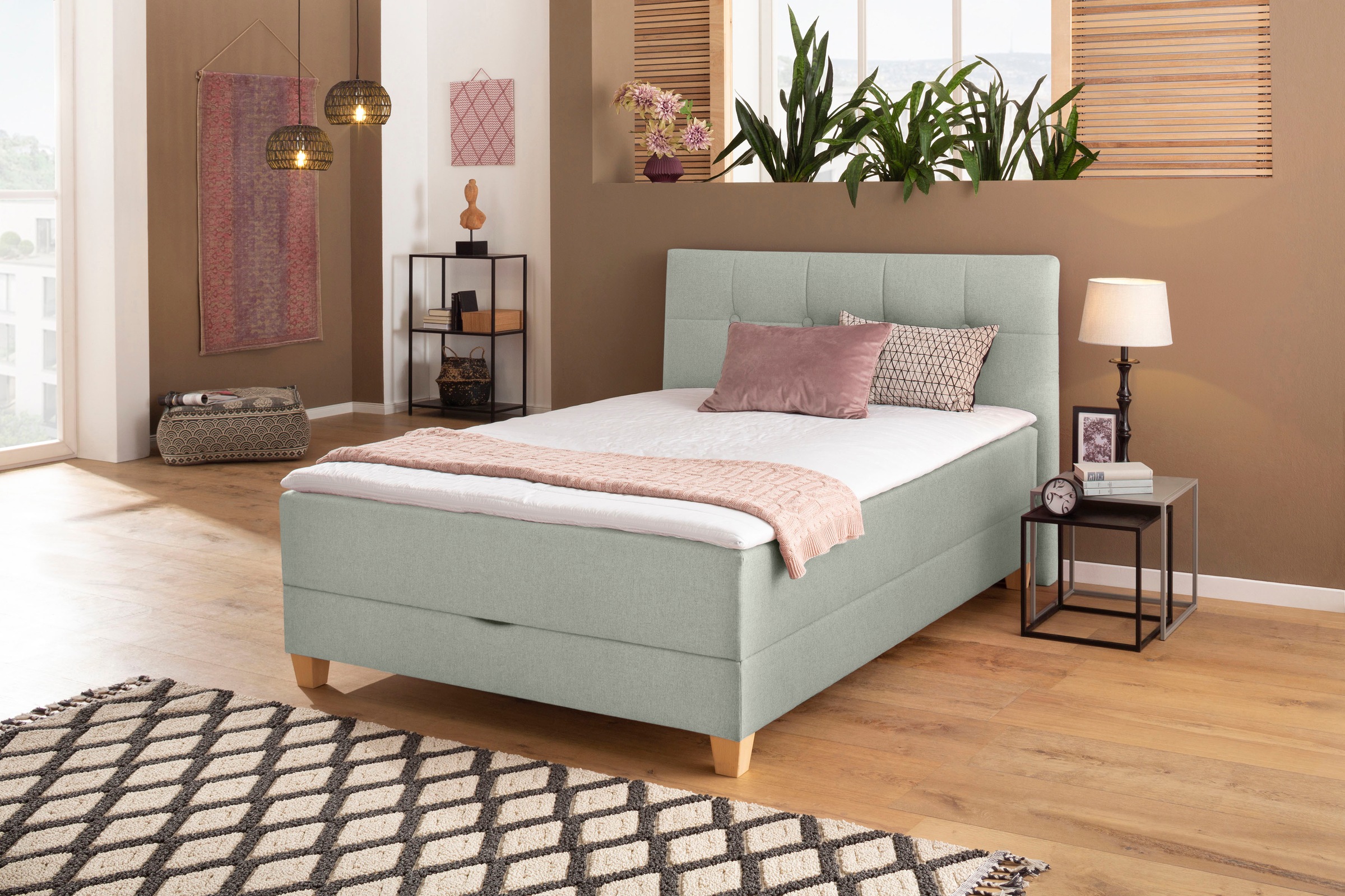 Home affaire Boxbett »Lonrai«, in H2,H3 & H4 und XXL - Überlänge 220cm wählbar, inkl. Topper