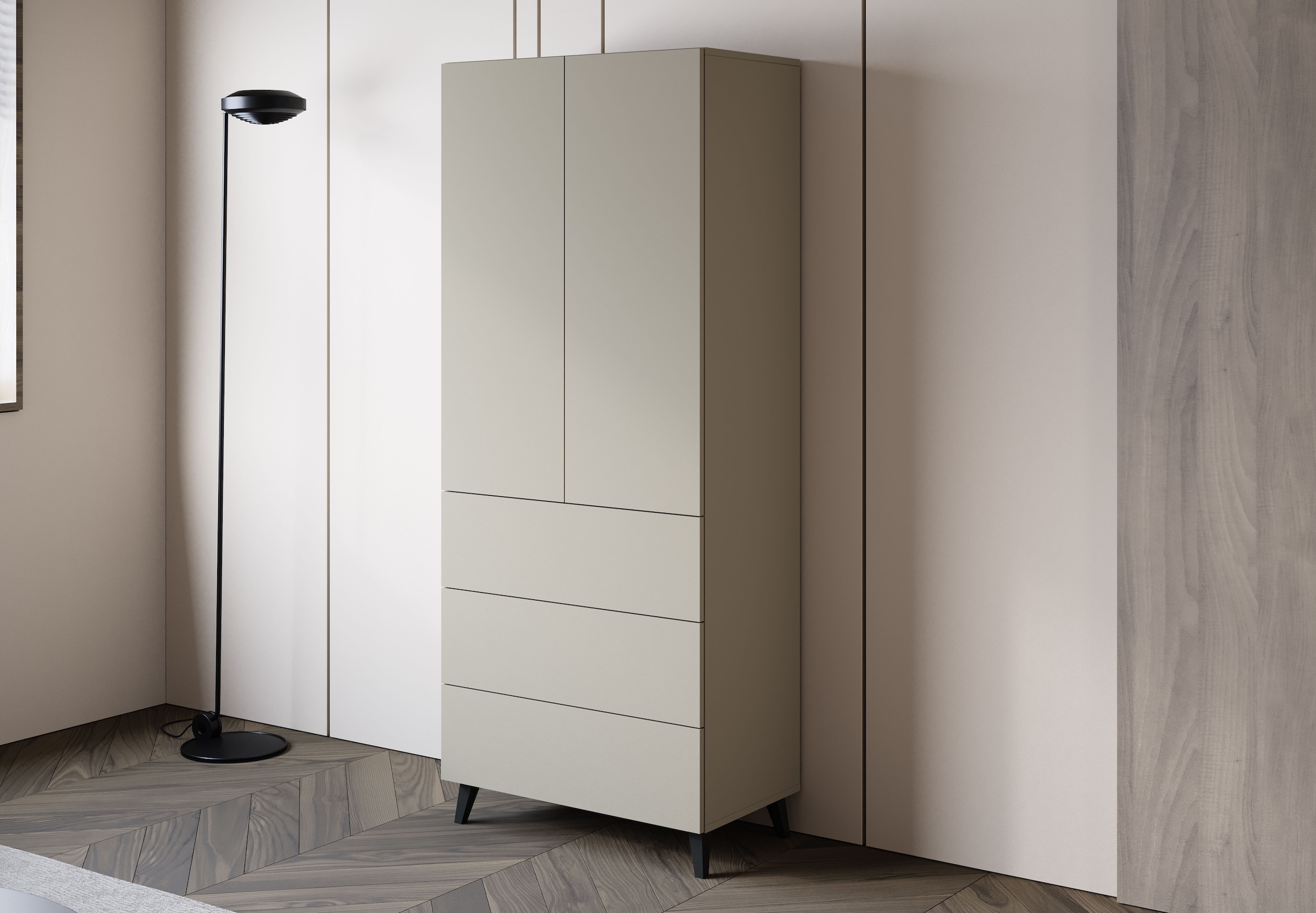 Home affaire Highboard »Phuket Hochschrank mit 2 Türen und 3 Schubladen« 1 Stk. tlg. Push-to-Open, verstellbare Einlegeböden und viel Stauraum