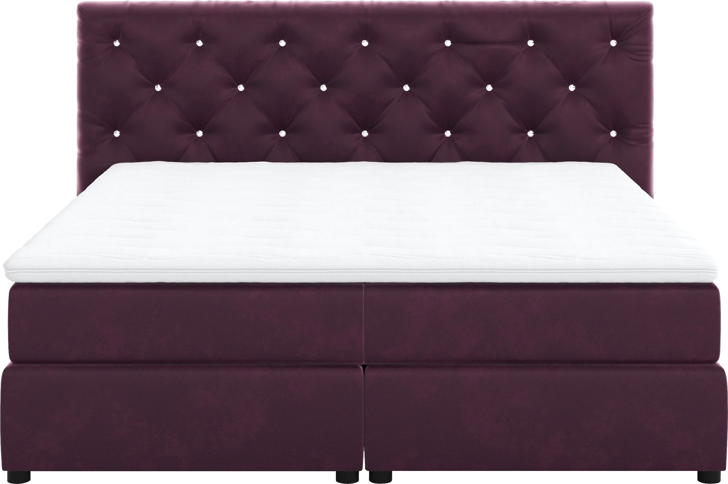 COTTA Boxspringbett »Castle«, mit Strasssteinen im Kopfteil, inkl. Topper