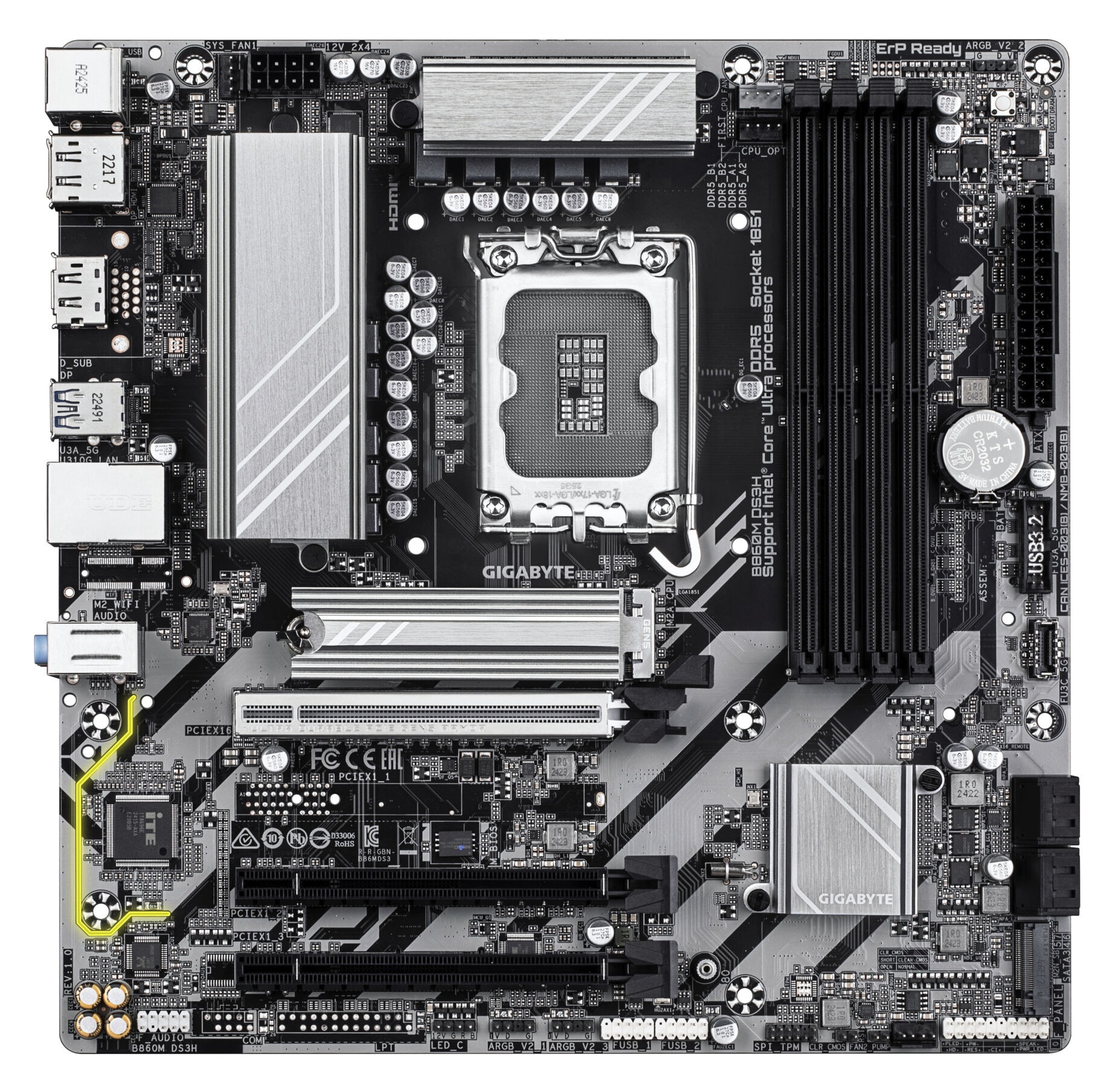 Gigabyte Mainboard »B860M DS3H Mainboard - Intel Core Ultra CPUs, 5+1+2+1 Phasen VRM, bis«