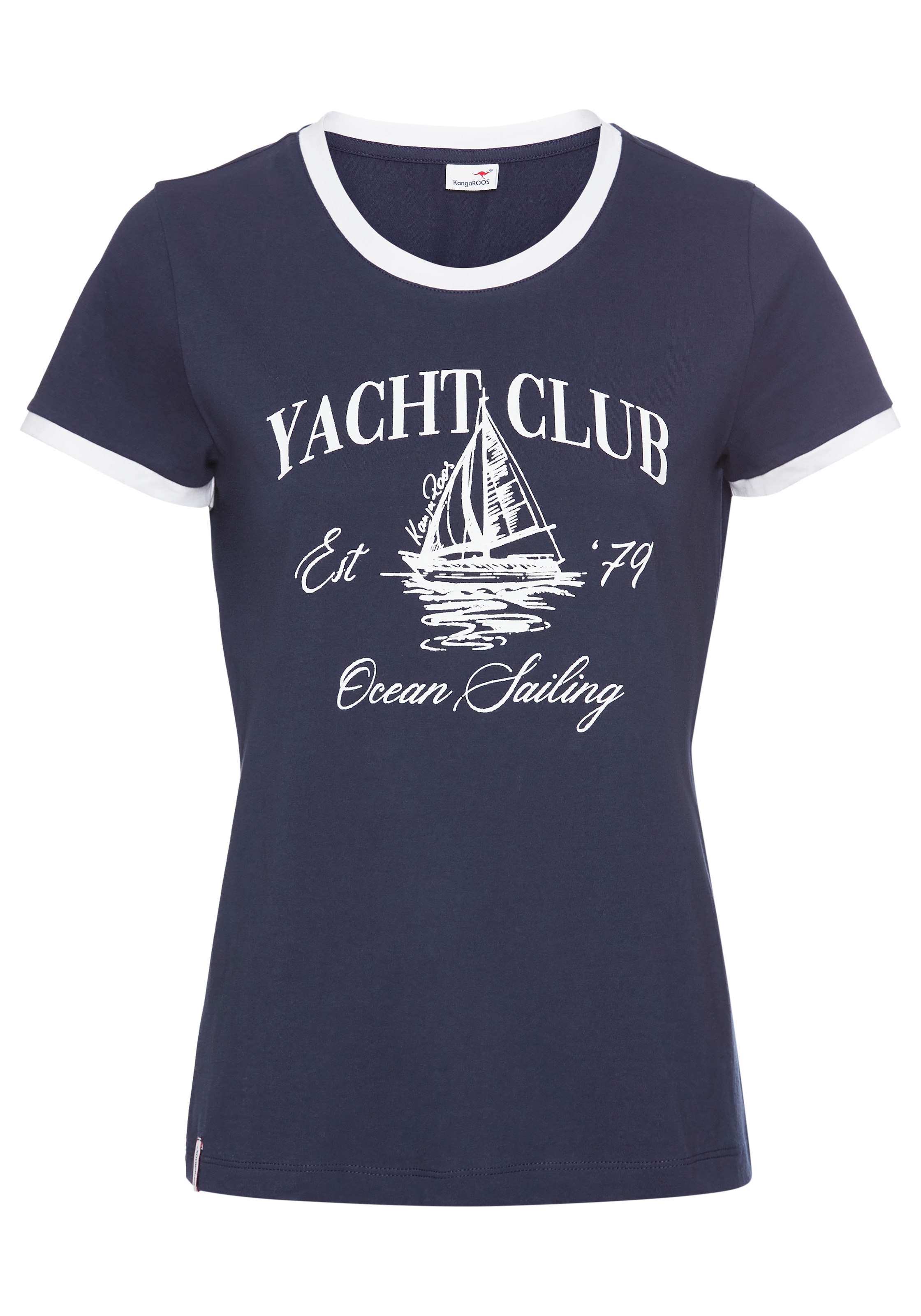 KangaROOS T-Shirt, mit maritimen Print und Kontrastdetails