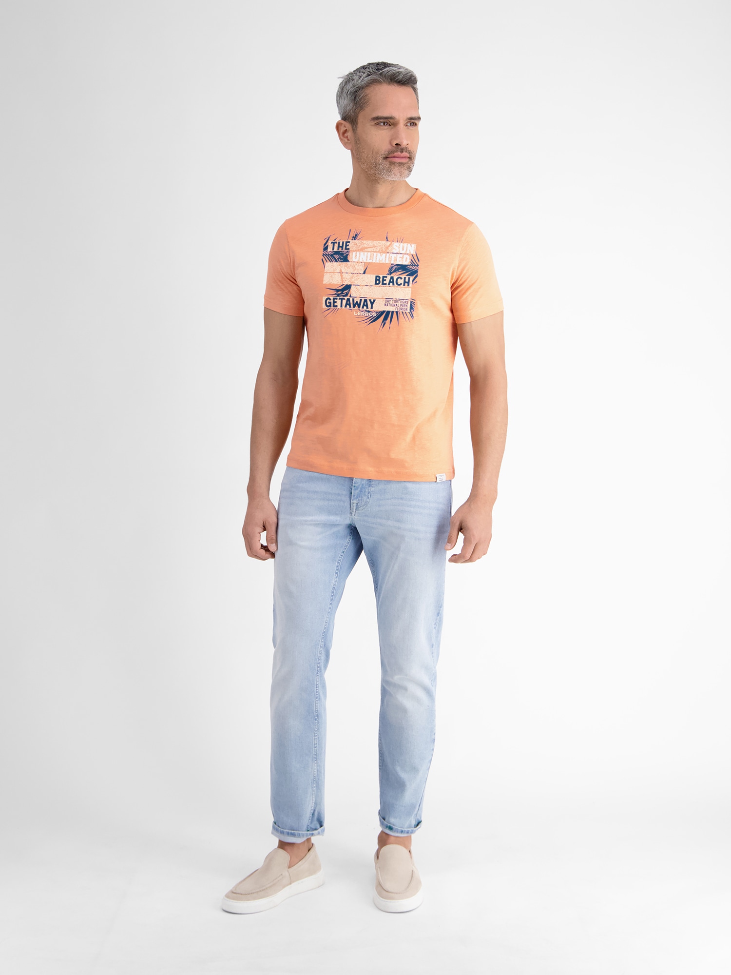 LERROS T-Shirt »LERROS Herren T-Shirt mit sommerlichem Brustprint«