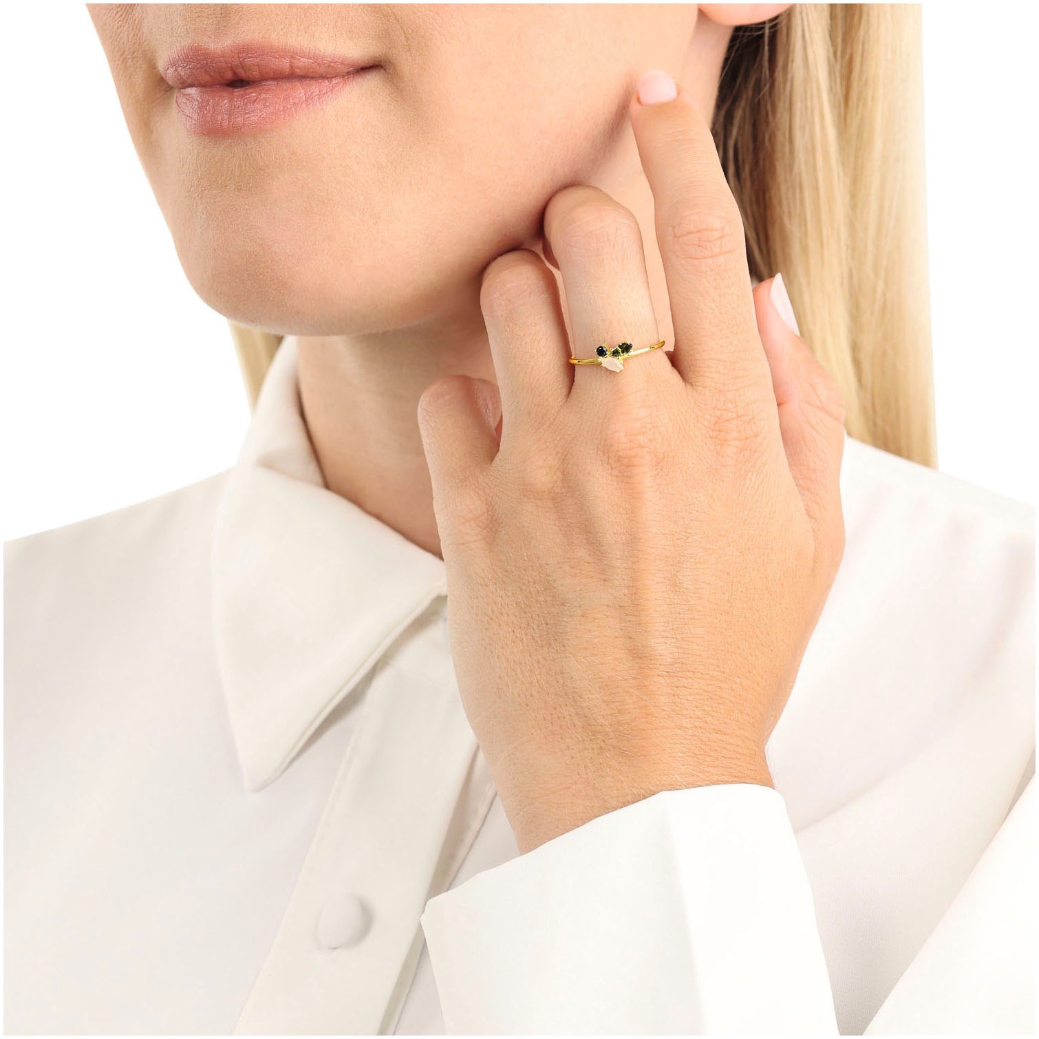 Amor Fingerring »2037257/-58/-59/-60/-61«, mit Glasstein, Zirkonia (synth.)