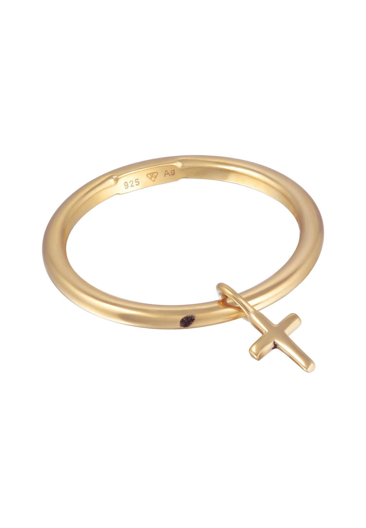 Elli Silberring »Ring Bandring Stapelring Kreuz 925 Ring vergoldet«