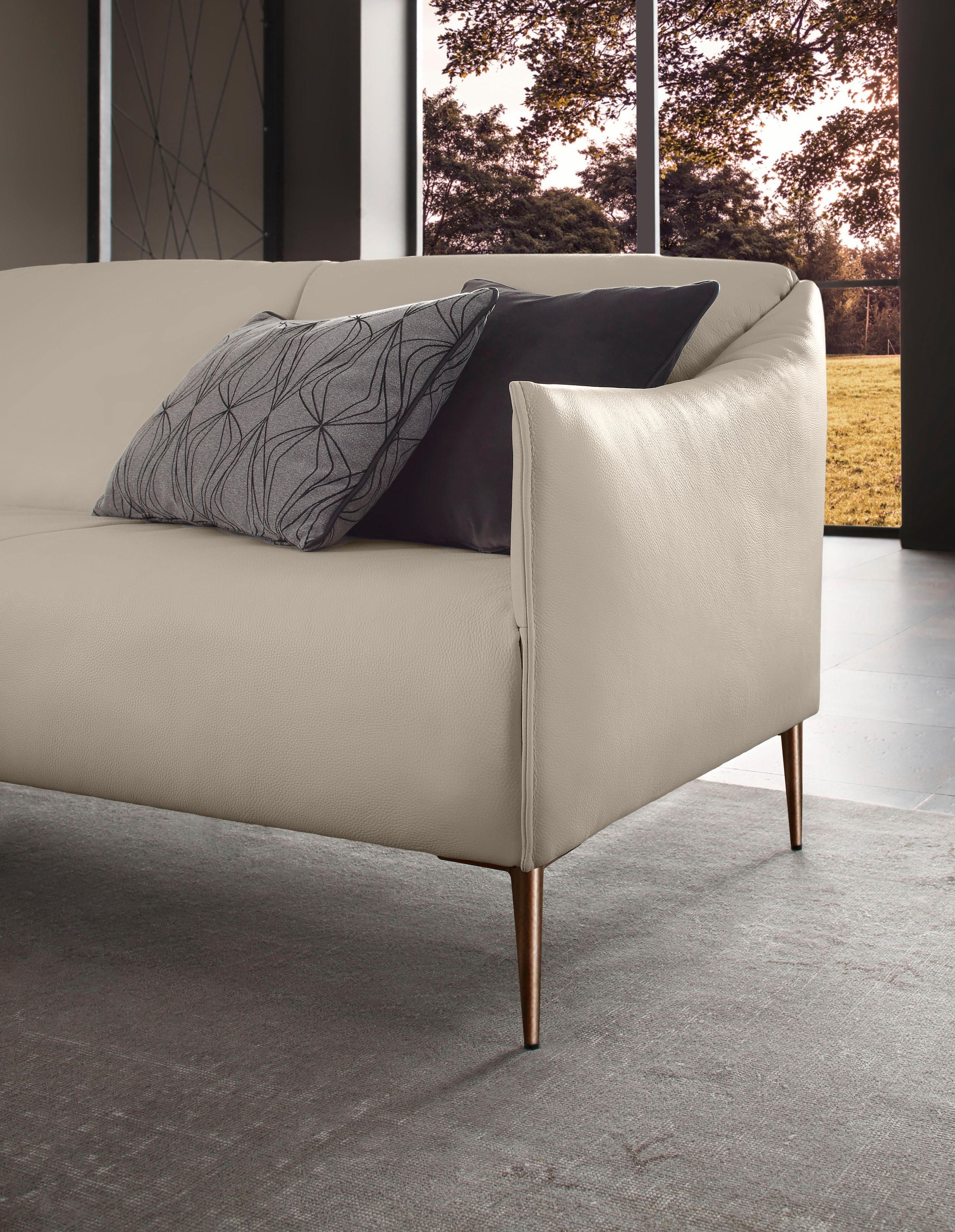 W.SCHILLIG 3-Sitzer »sally Design-Sofa, Loungesofa, bequem, schmale Armlehnen, Breite 224cm« mit Metallfüßen in Bronze pulverbeschichtet, Breite 224 cm