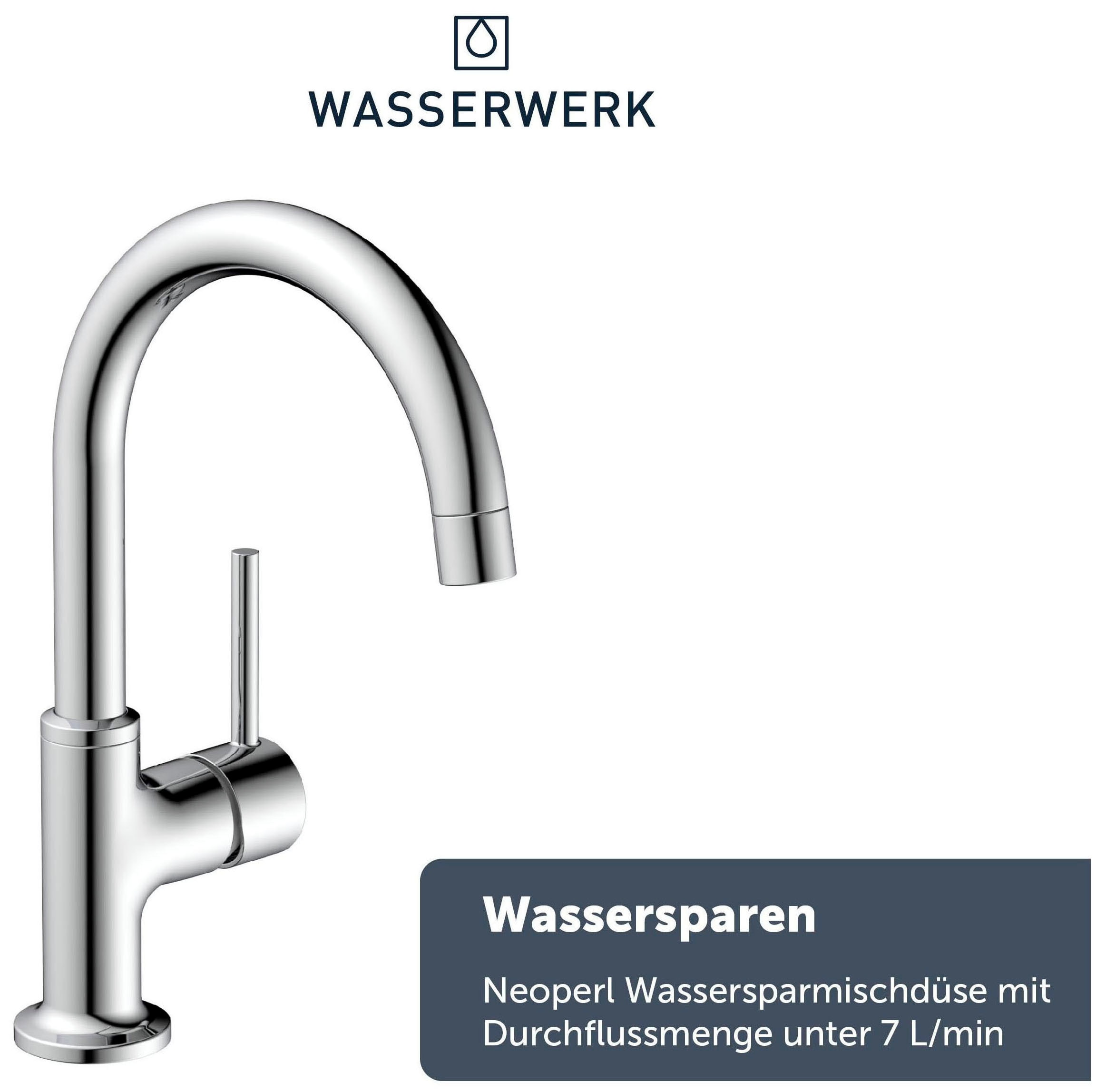 WASSERWERK Waschtischarmatur »WT 14«, inkl. Popup, 360° schwenkbar, geräuscharm, wassersparend