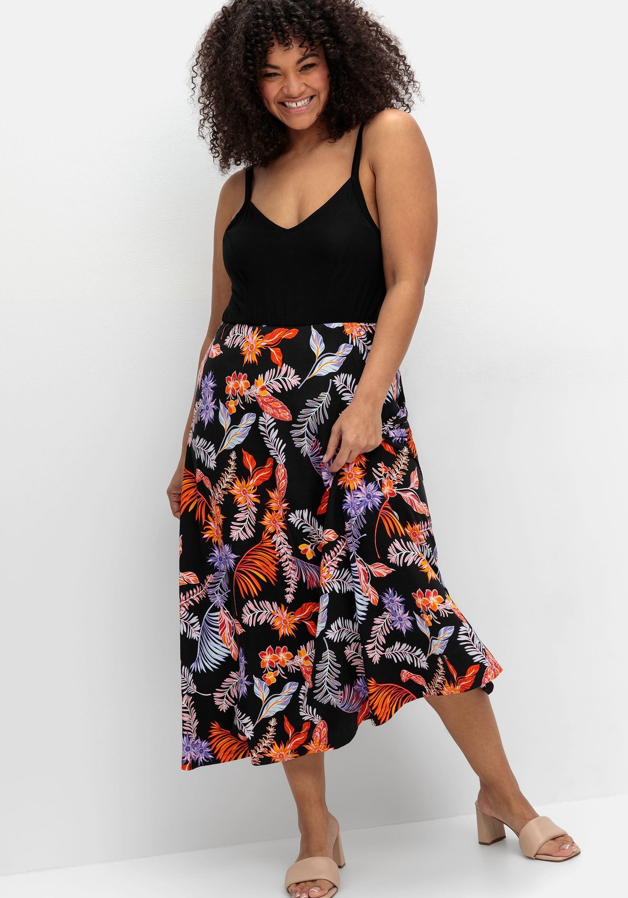 Sheego Sommerkleid »Sommerkleid mit Blumenprint, in Midilänge«