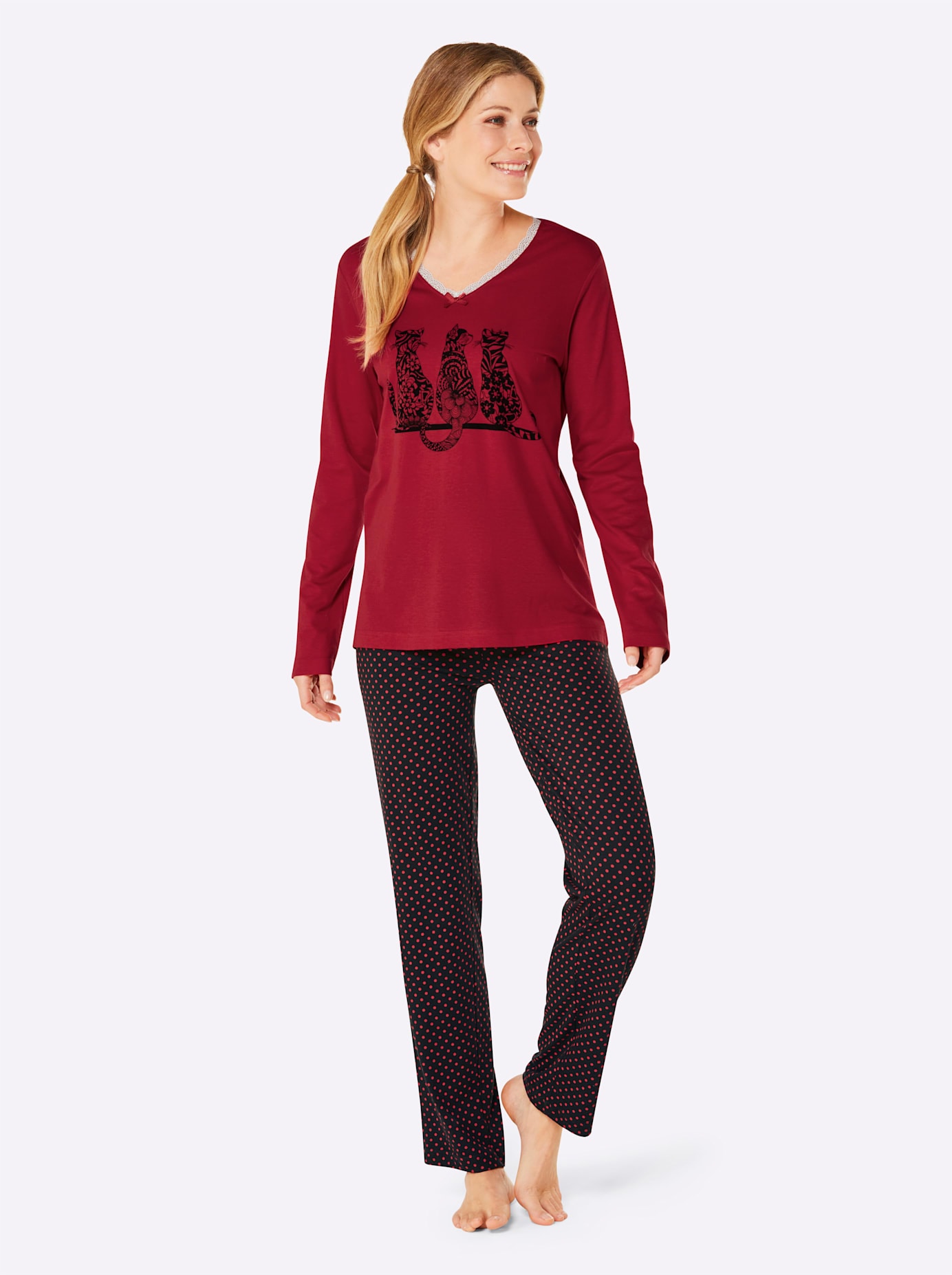 Wäschepur Damen Schlafanzug in rot, Größe 52/54