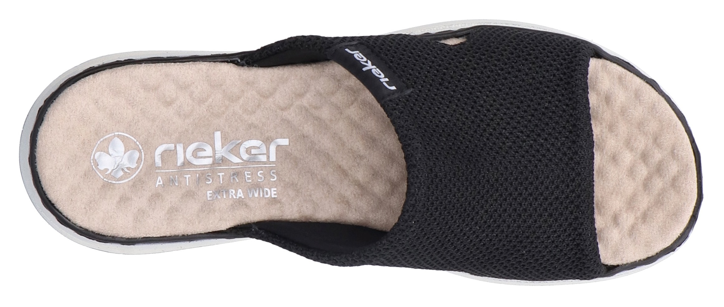 Rieker Pantolette, Sommerschuh, Hausschuh, Schlappen, Keilabsatz, in veganer Verarbeitung
