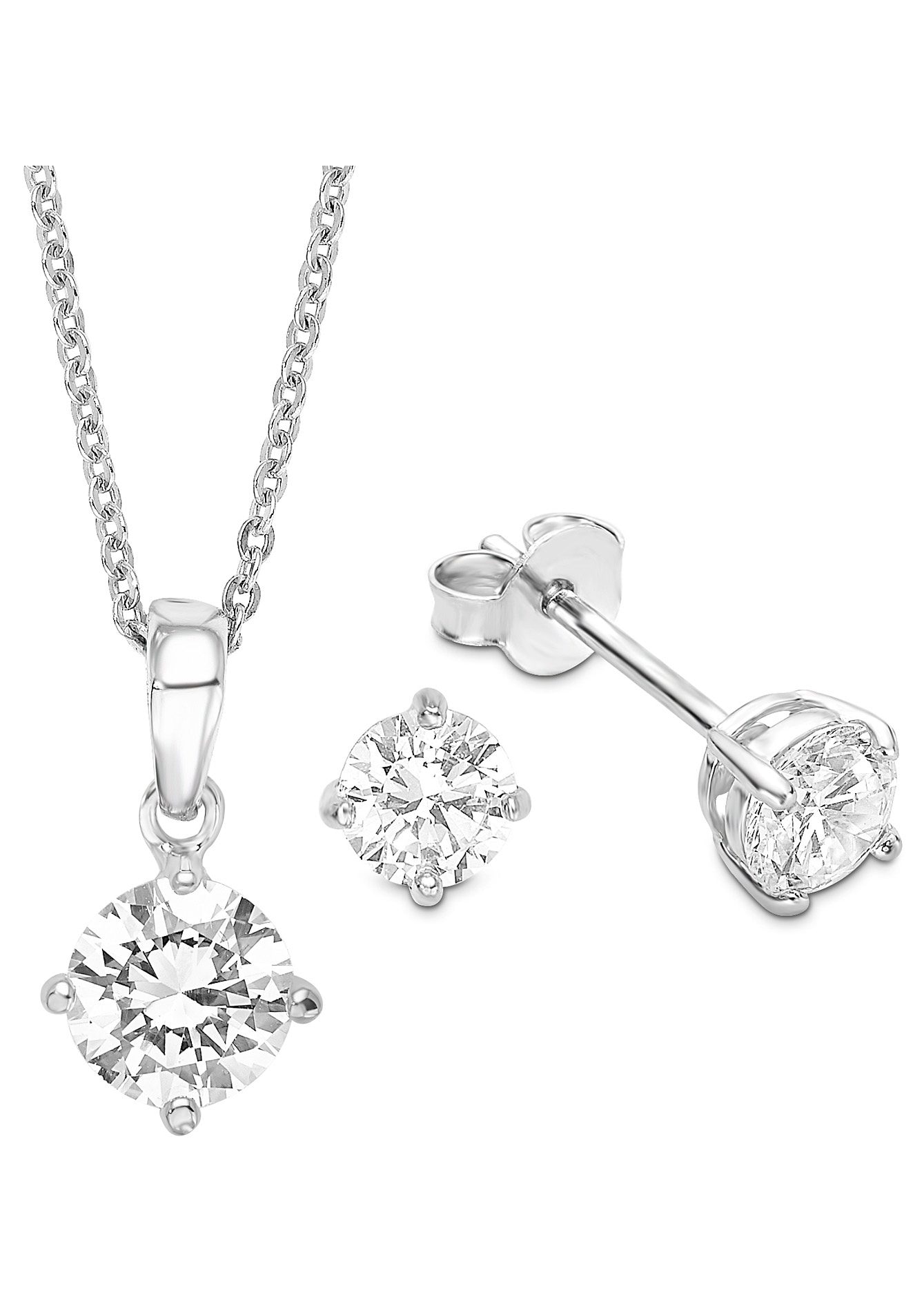 Amor Schmuckset »9964963, 9964888 Halskette und Ohrringe«, (Set, 4 tlg.), mit Zirkonia (synth.)