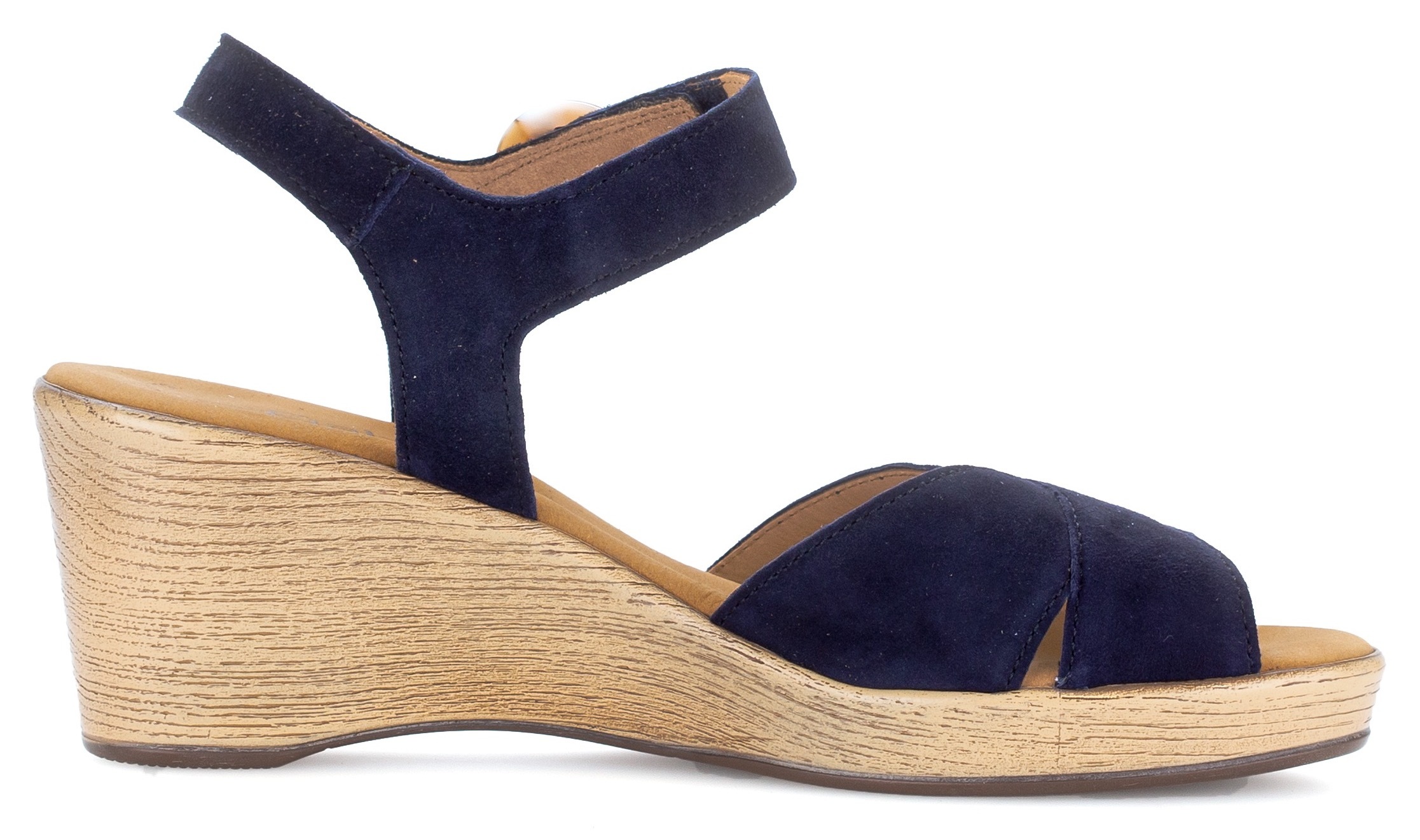 Gabor Keilsandalette, Sommerschuh, Sandale, Riemchensandalette mit Keilabsatz in Holzoptik