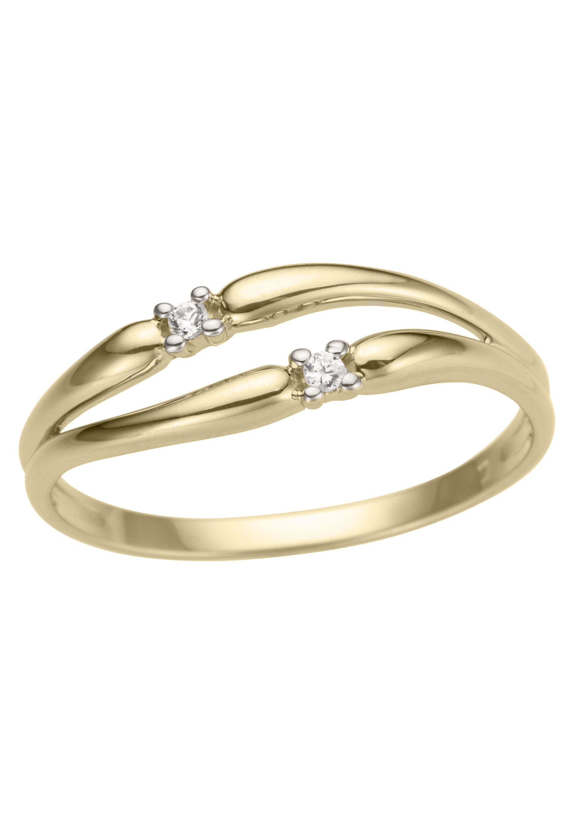 Goldring »Schmuck Geschenk Gold 585, poliert, bicolor«, mit Brillanten