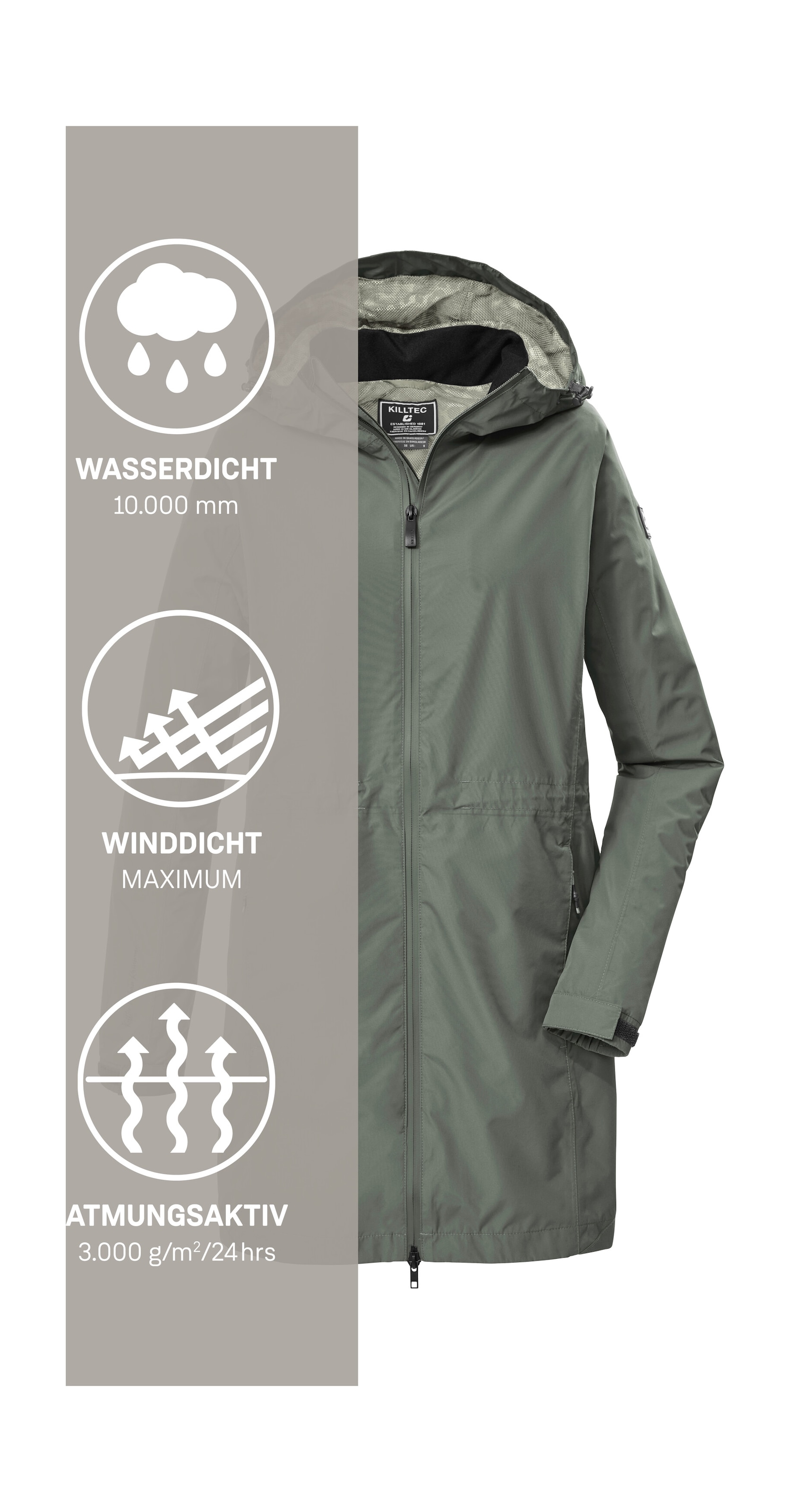 Killtec Parka »KOS 35 WMN PRK« Wasser- und winddichter Damenparka, atmungsaktiv, verstellbar