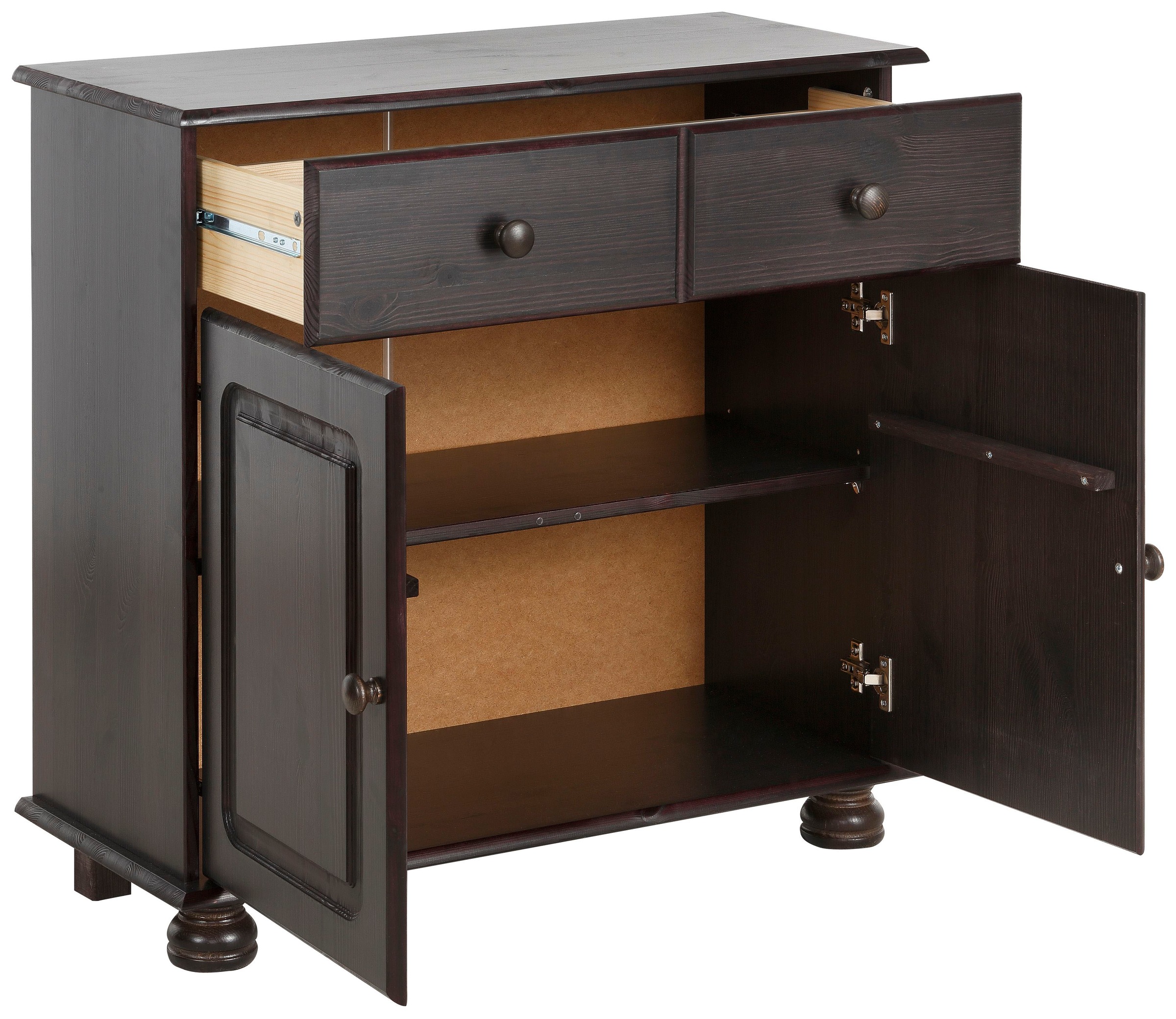 Home affaire Sideboard »Mette«, Kommode mit gefrästen, kugelförmigen Füßen, Breite 80 cm