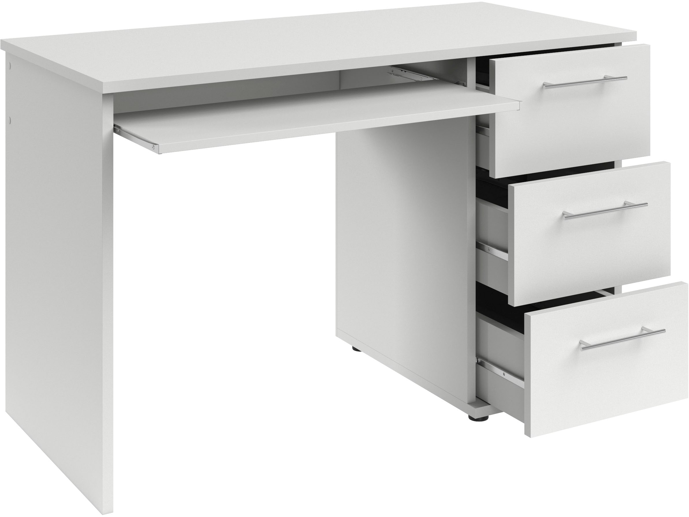 VOGL Möbelfabrik Schreibtisch »Tobi, optional mit Tastaturauszug,«, mit 3 Schubkästen, Breite 115 cm, Made in Germany