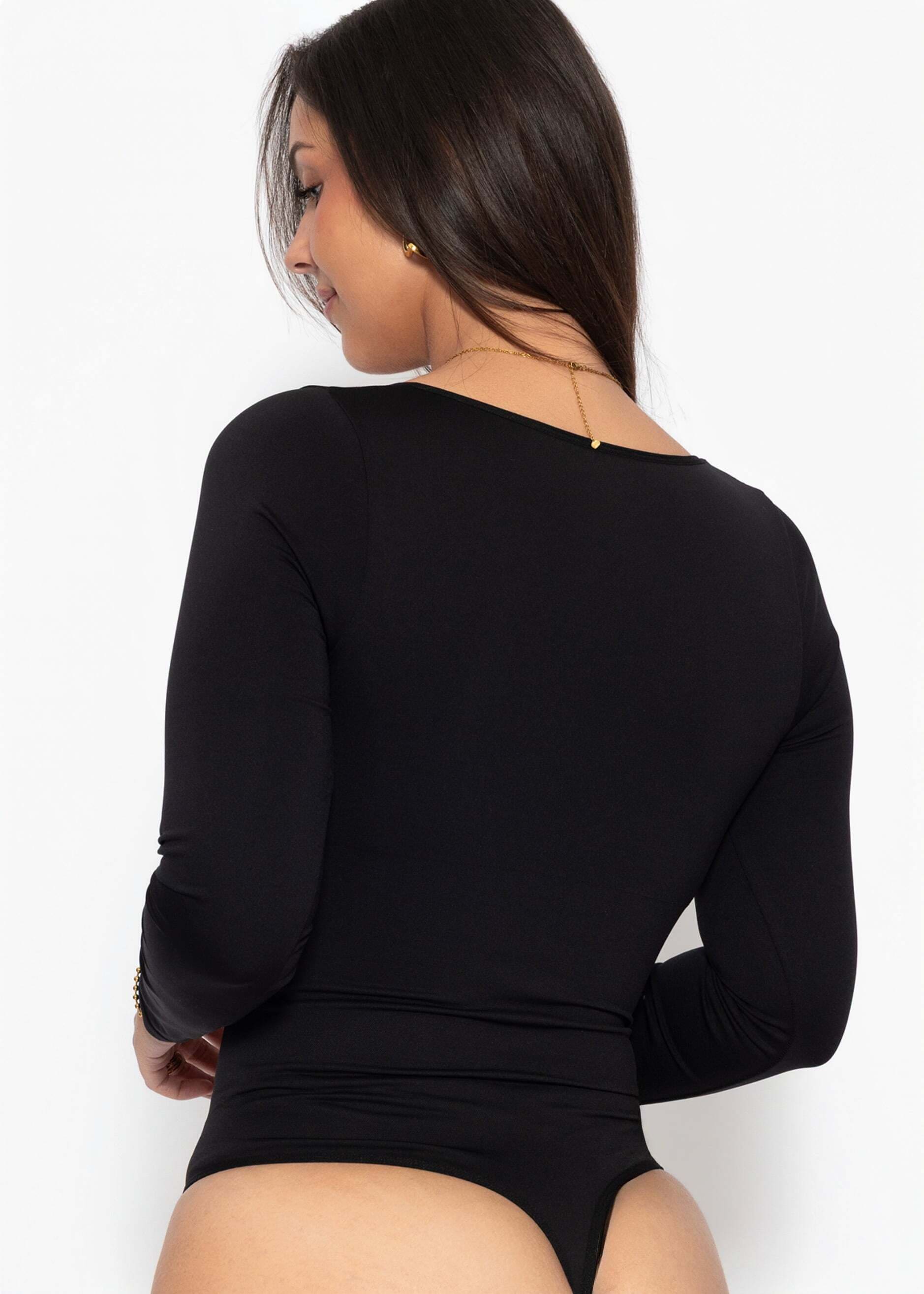 SASSYCLASSY Shaping-Body »Bodysuit Sculpting Shapewear Langarm mit String« Elastischer Body mit String, langem Ärmeln und geradem Ausschnitt