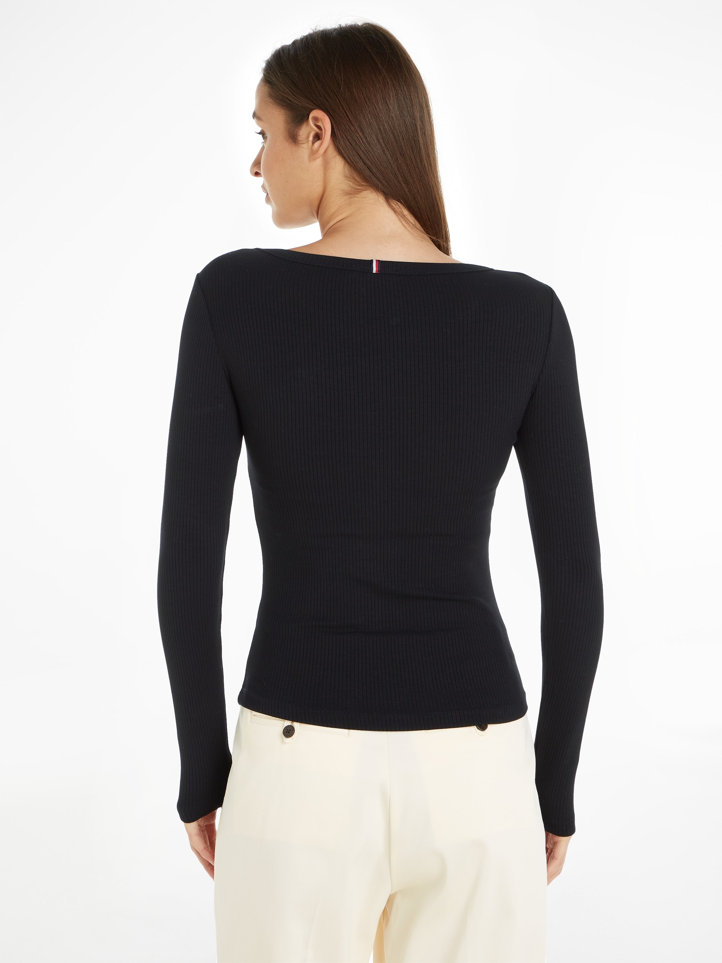 Tommy Hilfiger Langarmshirt »SLIM 5X2 RIB O-NK LS«, mit Struktur