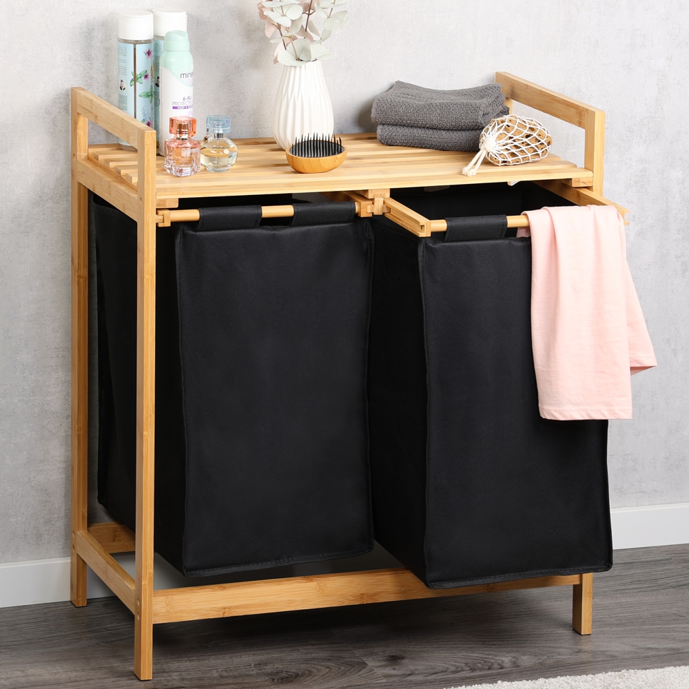 KESPER® Wäschesortierer »Wäschesammler, Bambus, FSC« mit 2 Auffangtaschen für Wäsche