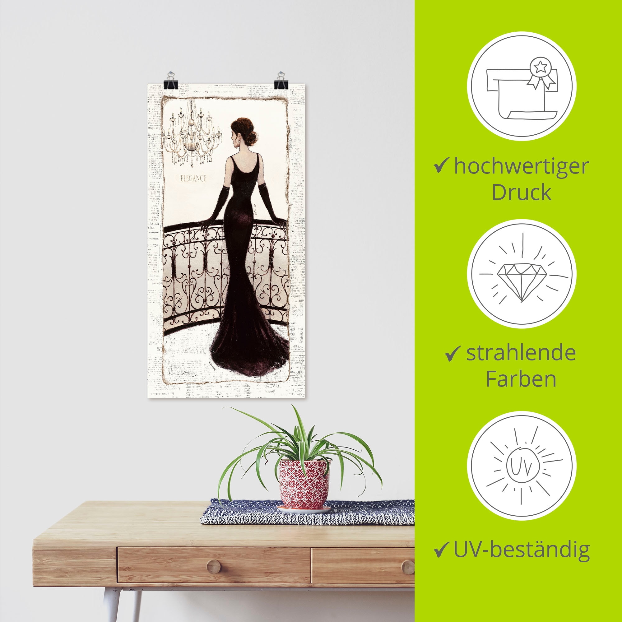 Artland Wandbild »Die schöne in Schwarz« Frau 1 Stk. tlg. als Leinwandbild, Poster in verschied. Größen