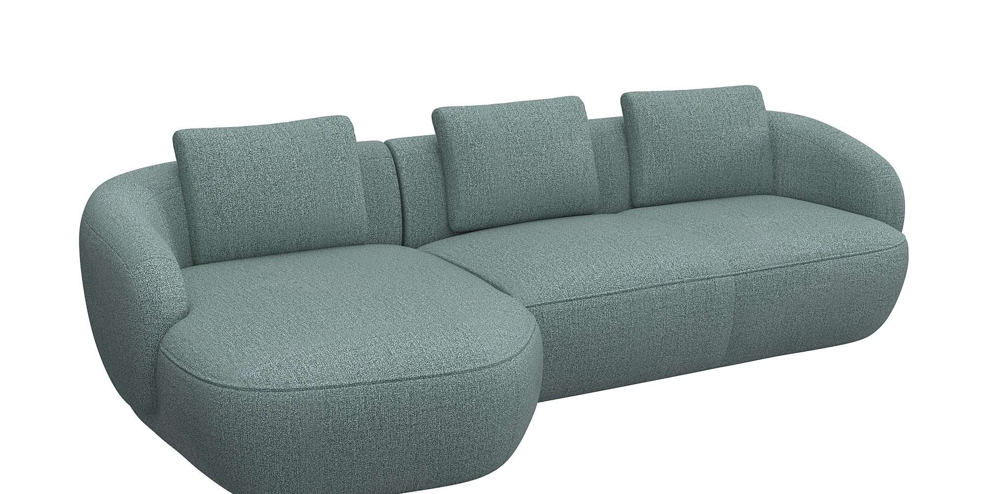 FLEXLUX Wohnlandschaft »Torino, rund, L-Form, Sofa-Ecke mit Recamiere, Longchair-Sofa«, Modernes, organisches Sofa-Design, Kaltschaum, Wellenunterfederung