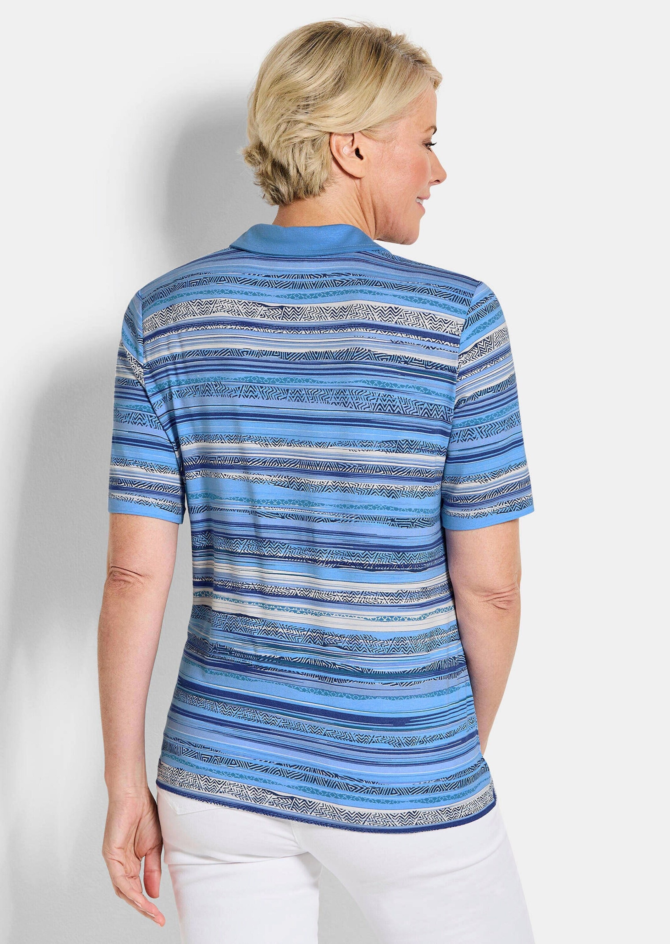GOLDNER Print-Shirt »Kurzgröße Jerseyshirt mit Ethno-Design« stretchbequemer Viskosejersey