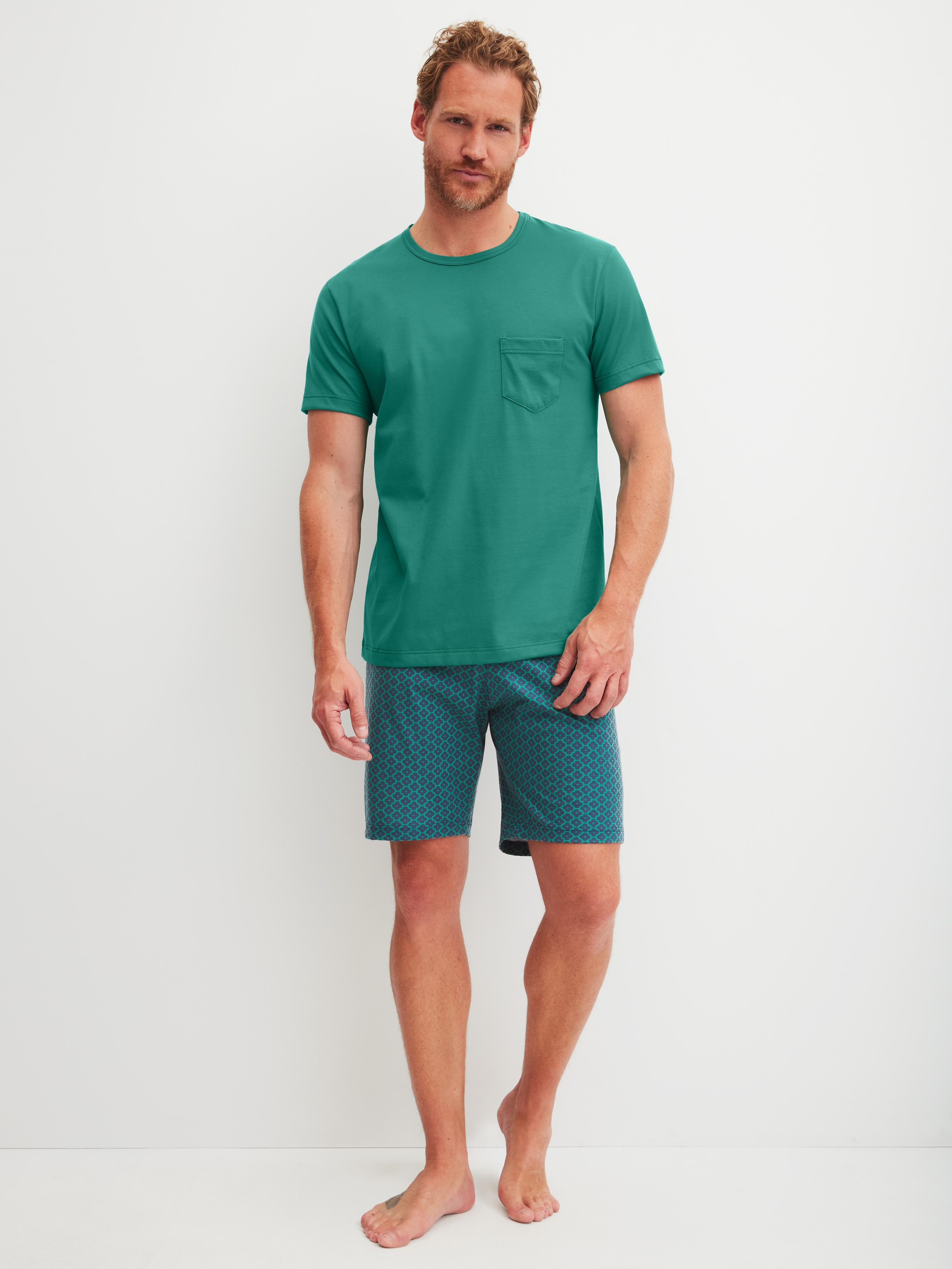 CALIDA Shorty »Relax Imprint 2« 2 kurzarm, Rundhals, Brusttasche